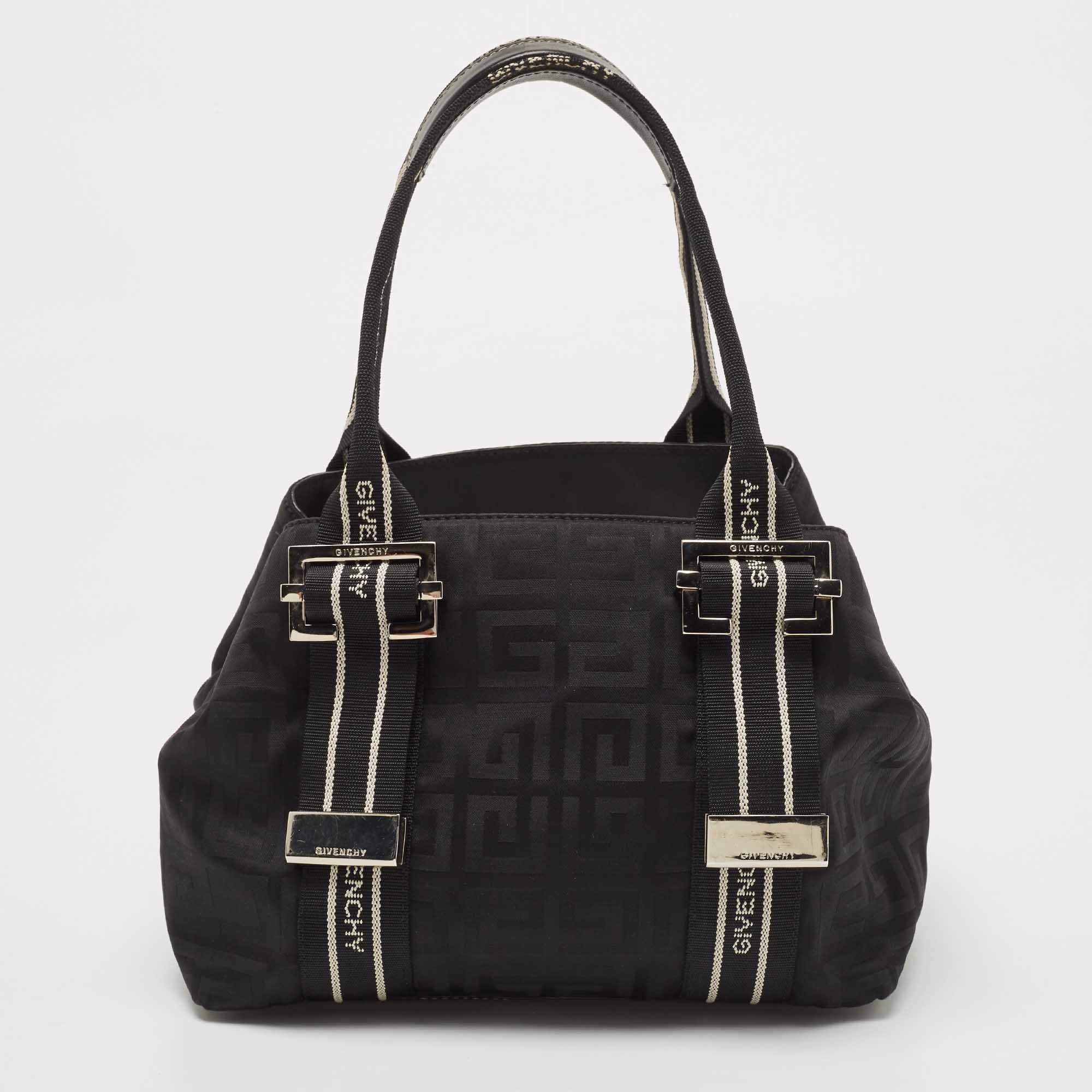 Pre Owned Givenchy Black Monogram Nylon and Leather Tote