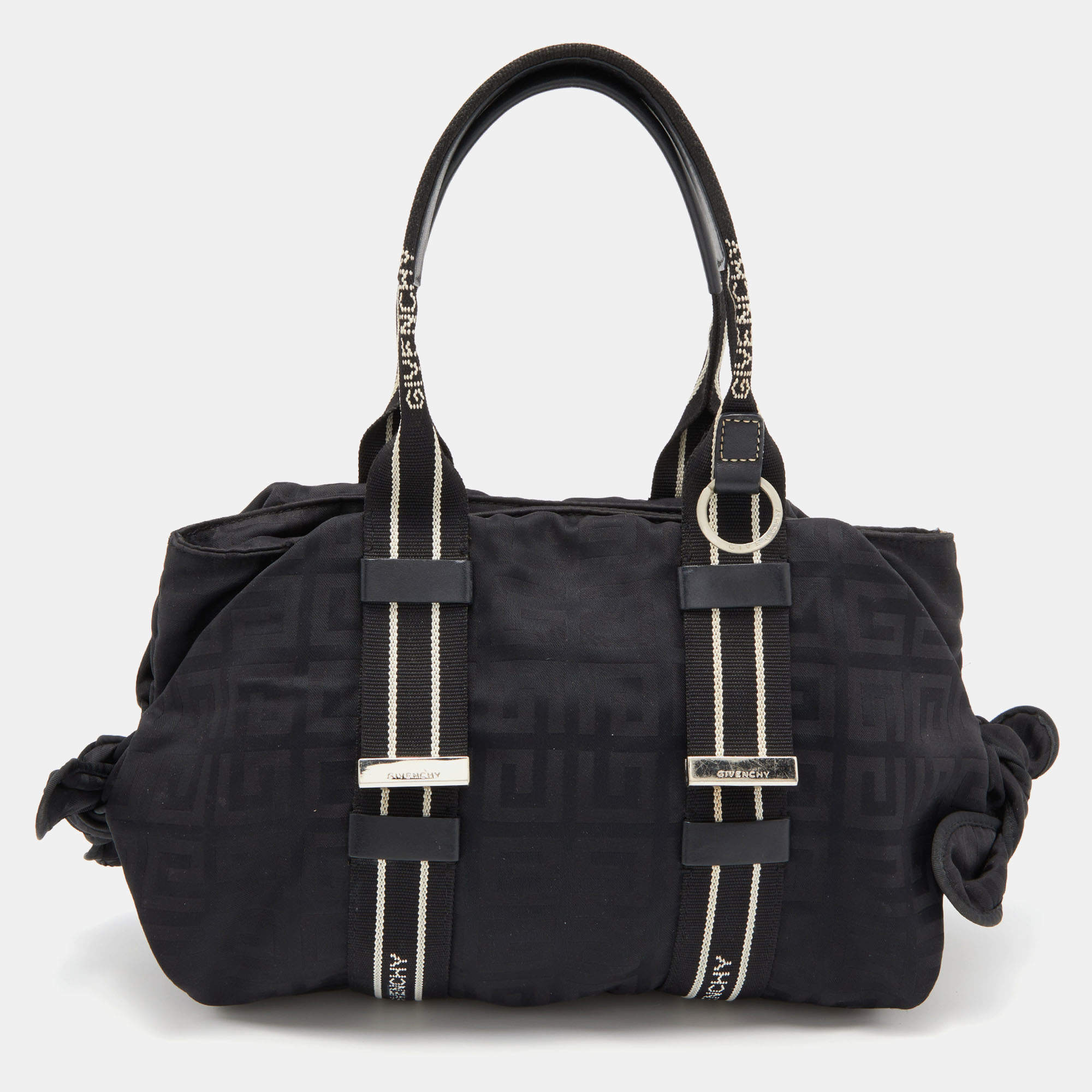 Givenchy Black Nylon and Leather Bow Baguette Bag