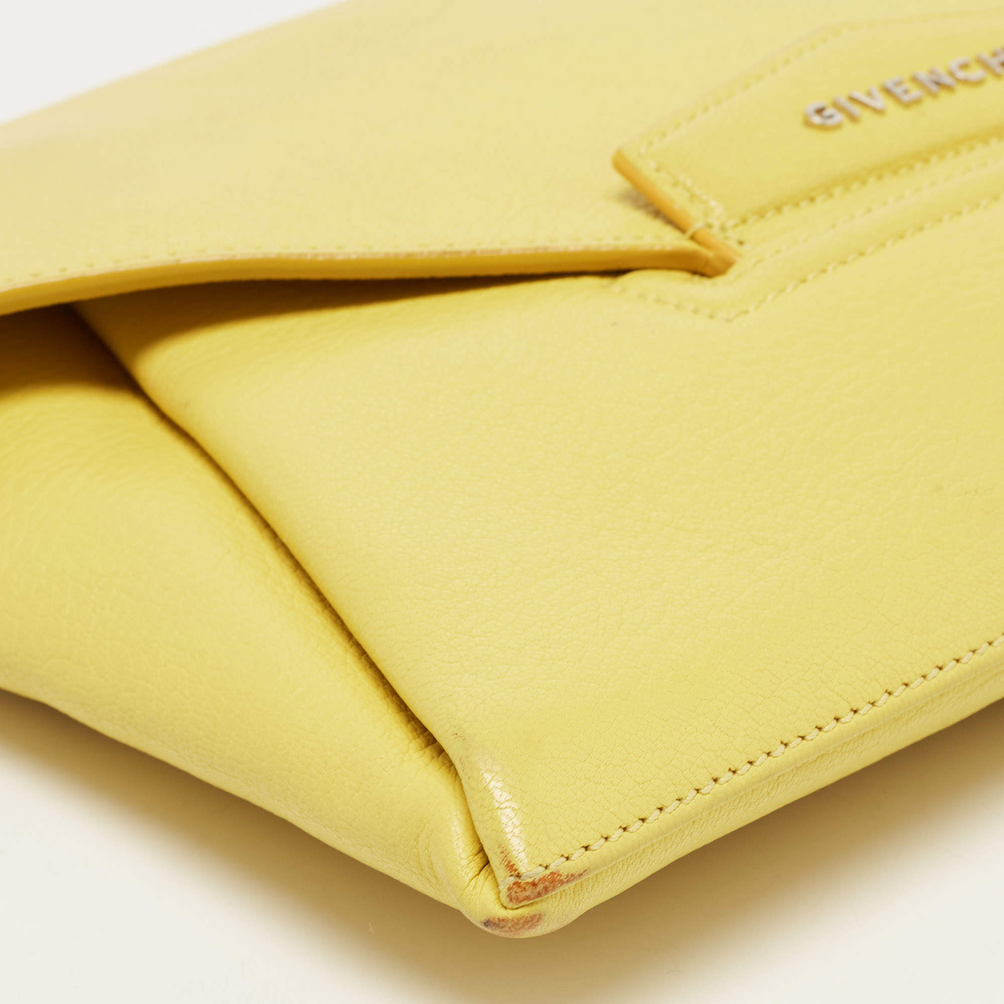 Givenchy Lemon Yellow Leather Medium Envelope Antigona Clutch