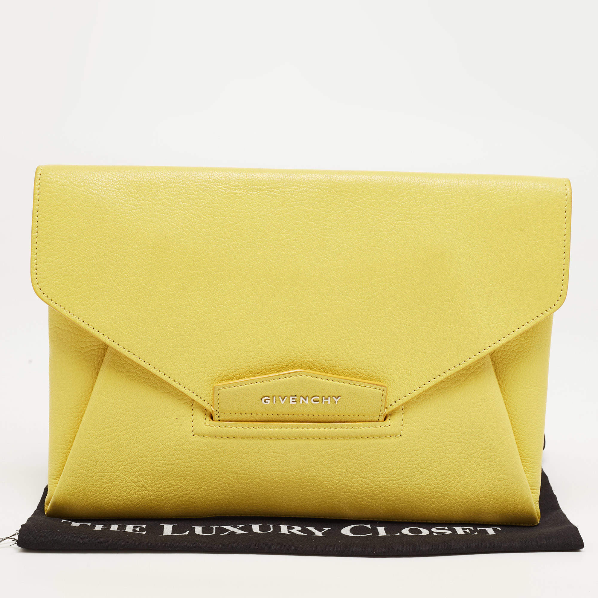 Givenchy Lemon Yellow Leather Medium Envelope Antigona Clutch