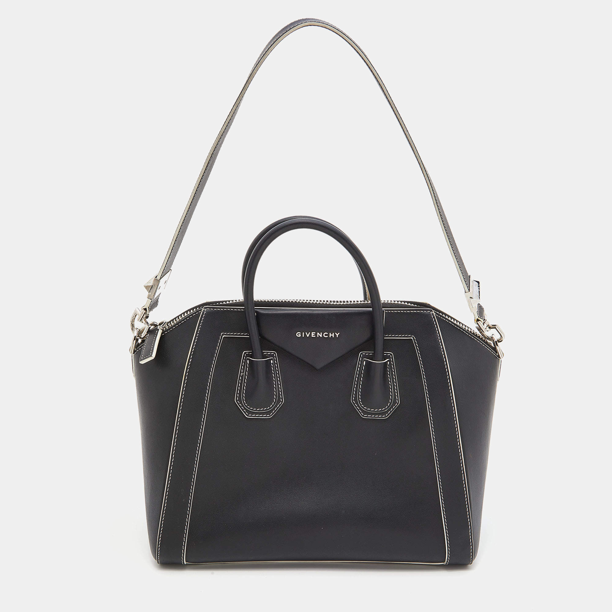 Givenchy Black Leather/Velvet Devore Mini Antigona Bag