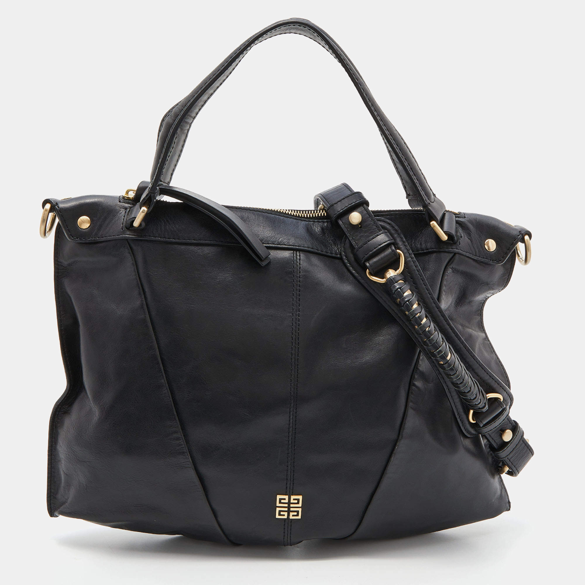 Givenchy Black Leather Ruched Hobo