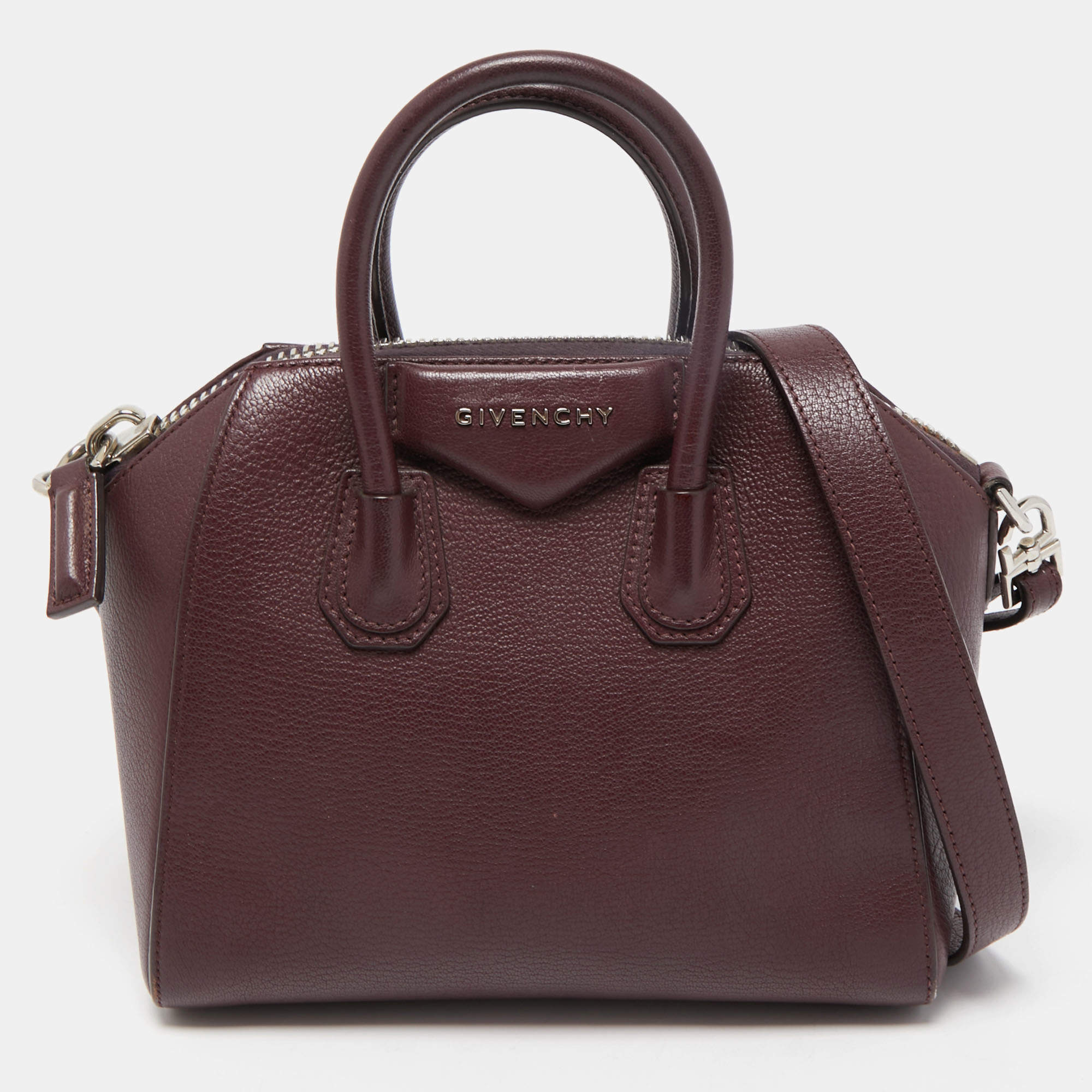 Pre Owned Givenchy Burgundy Leather Small Antigona Satchel