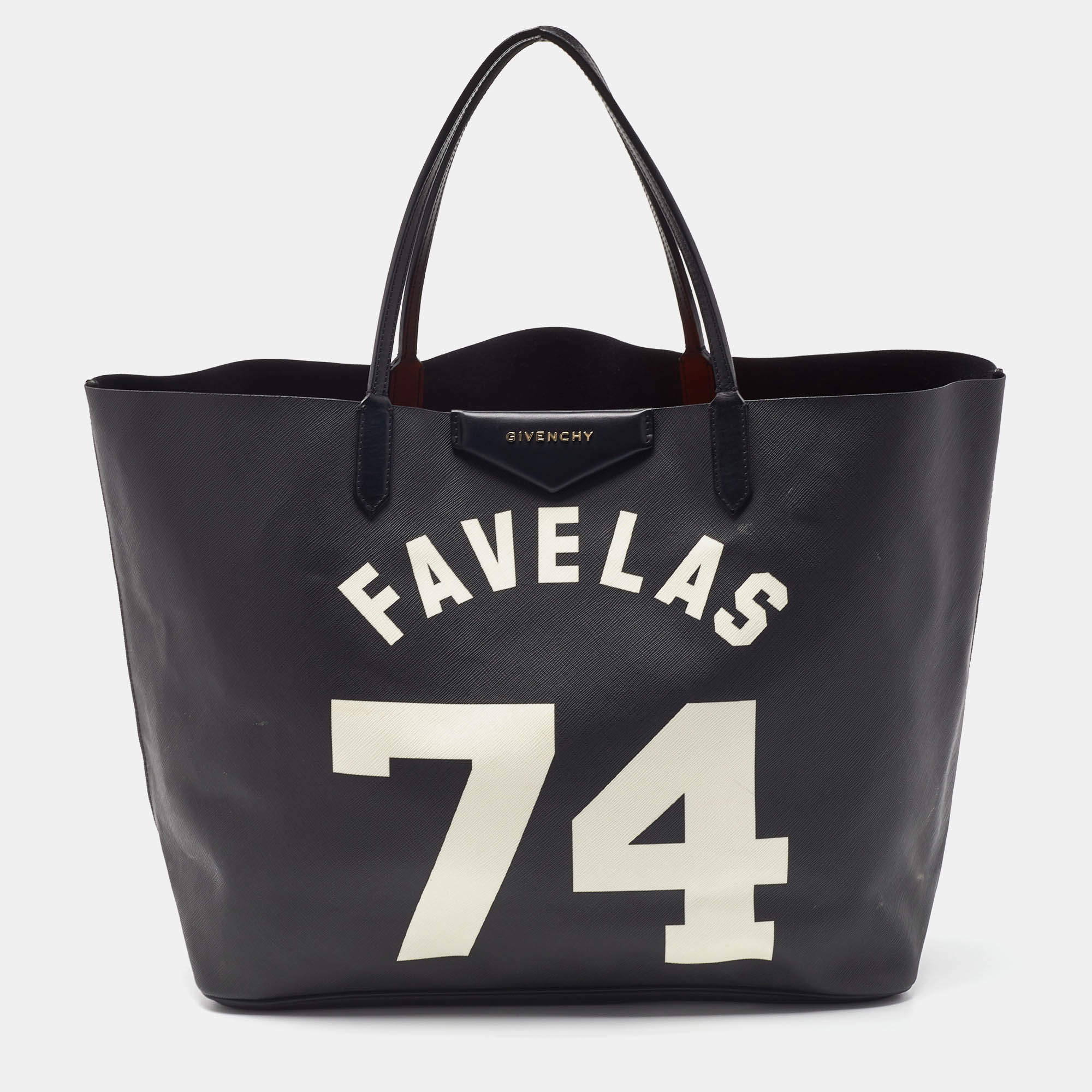 Pre Owned Givenchy Black Coated Canvas and Leather Favelas 74 Shopper Tote