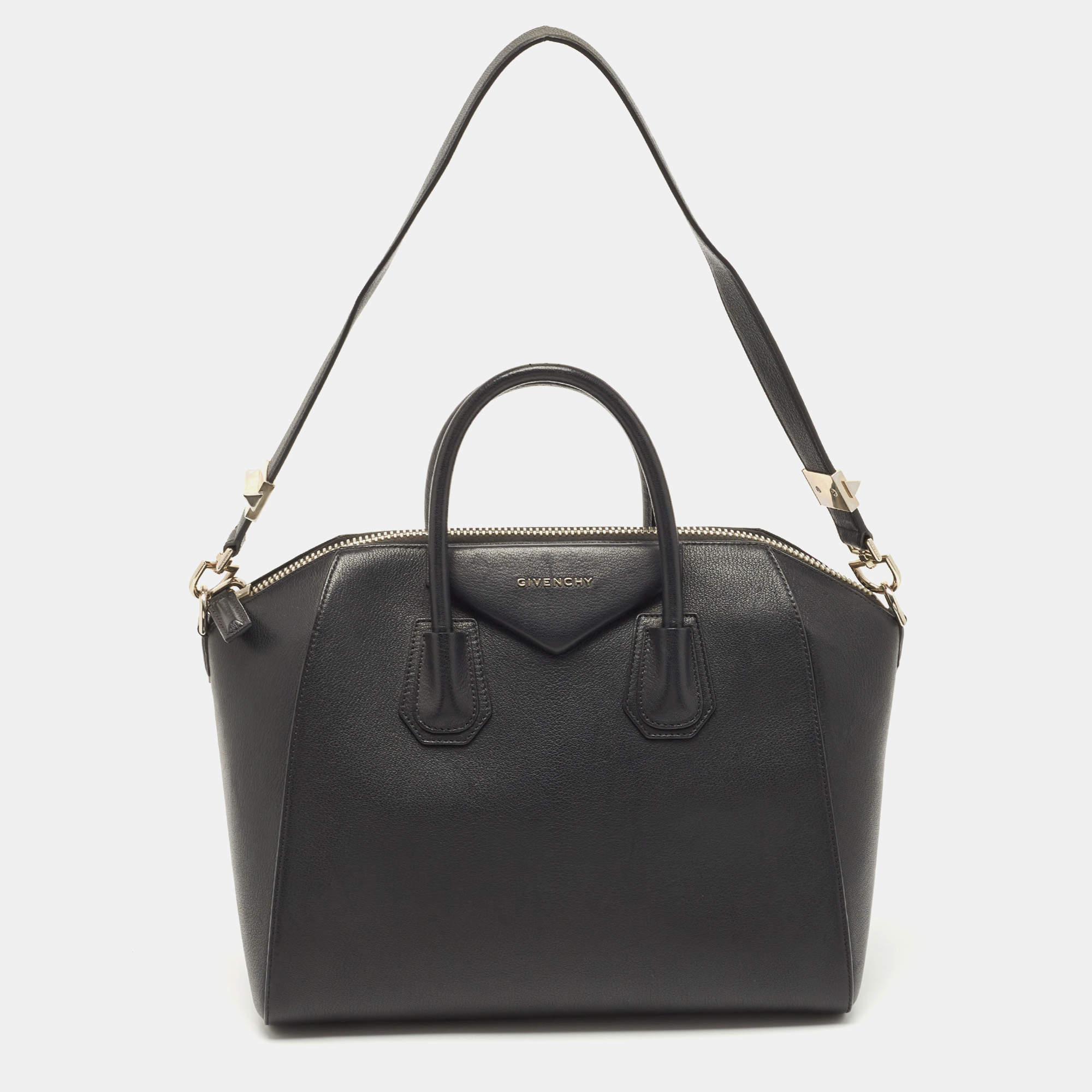 Pre Owned Givenchy Black Leather Medium Antigona Satchel