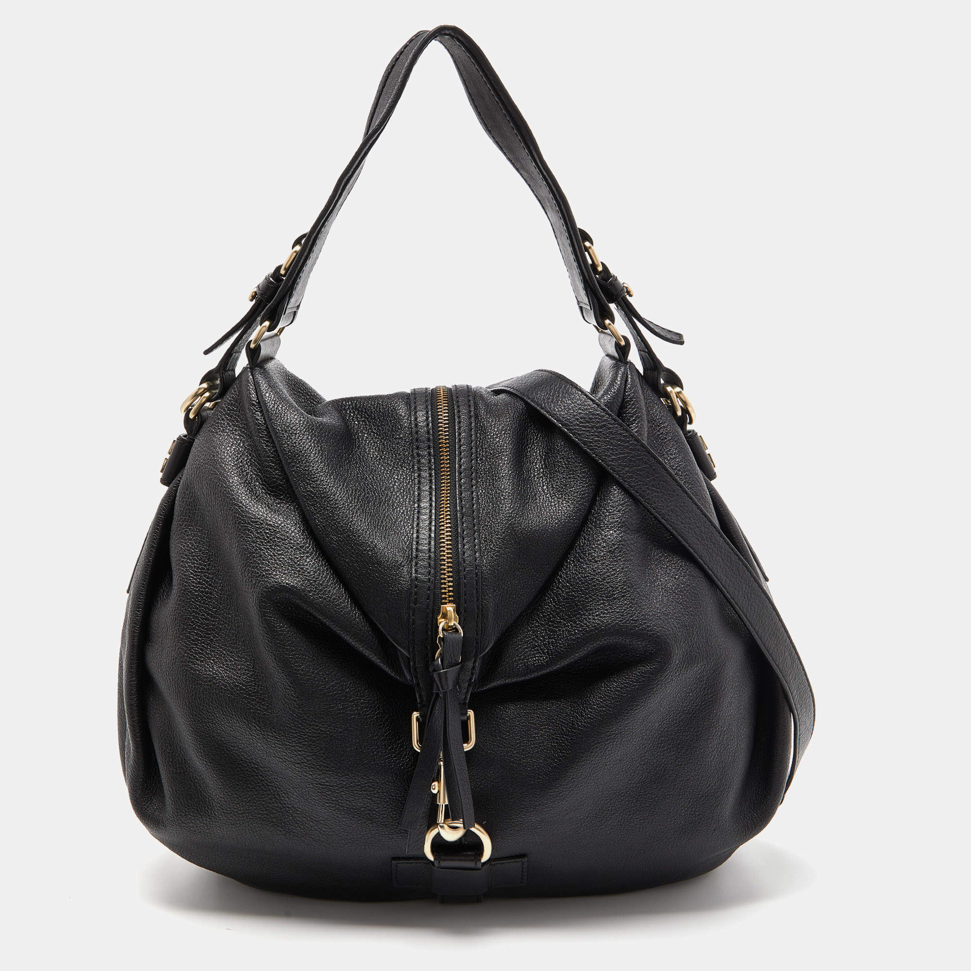 Givenchy Black Leather Zip Detail Hobo