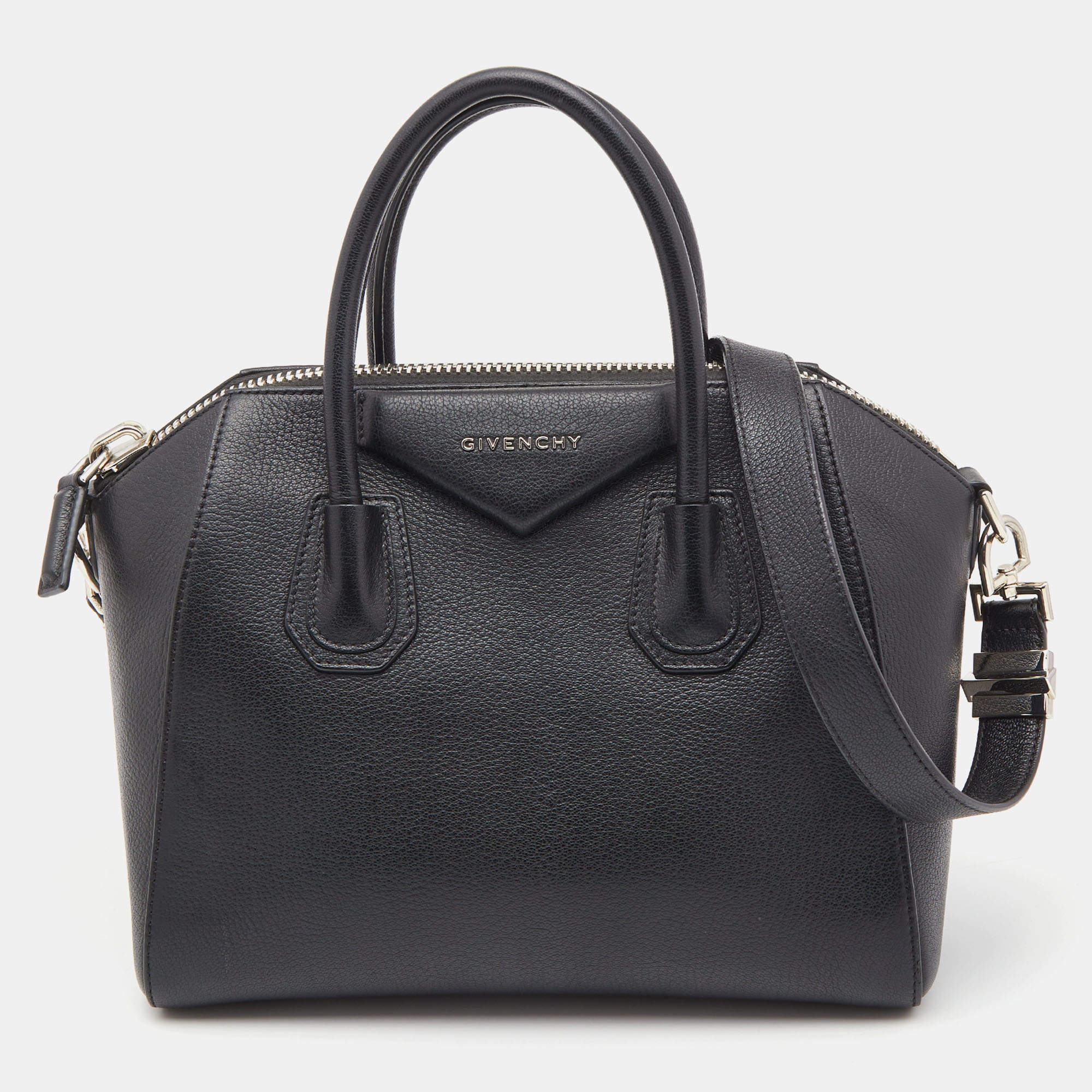 Pre Owned Givenchy Black Leather Small Antigona Satchel