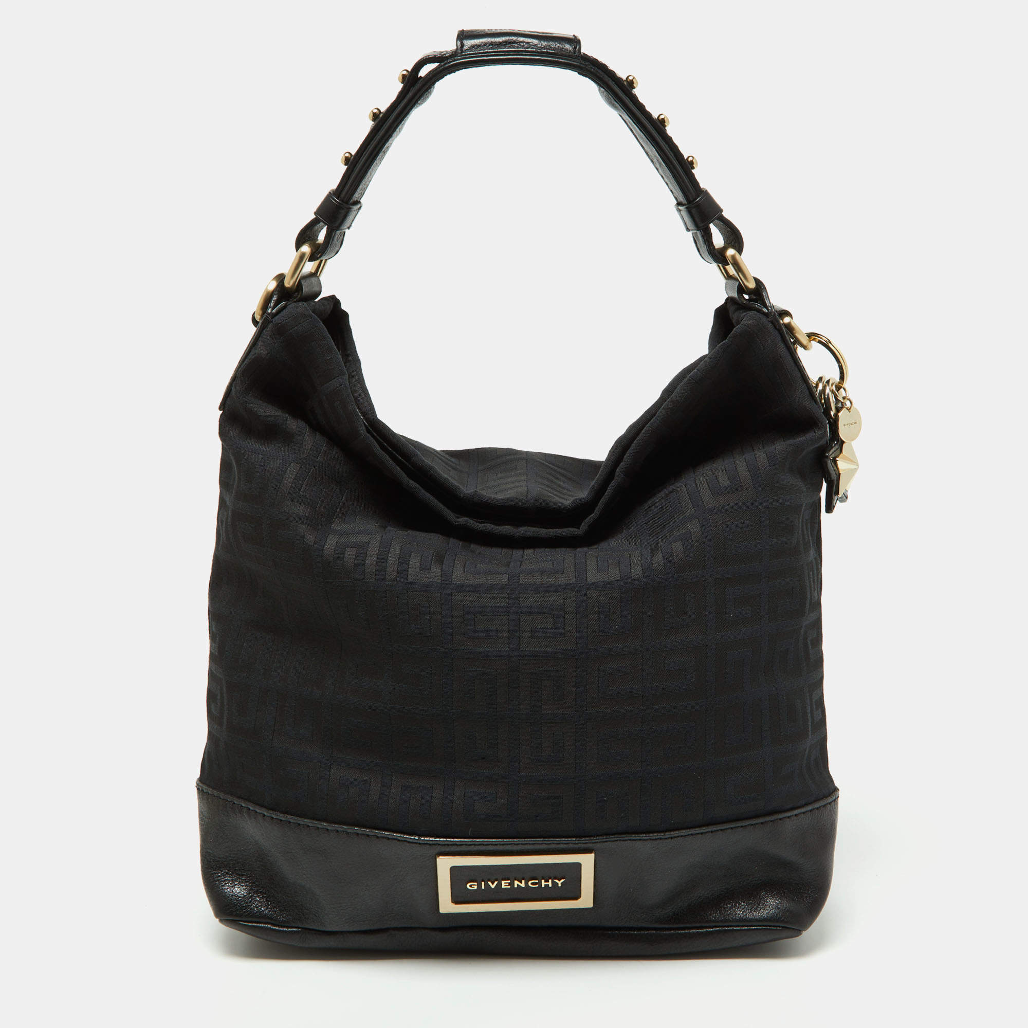 Givenchy Black Monogram Canvas and Leather Bucket Hobo