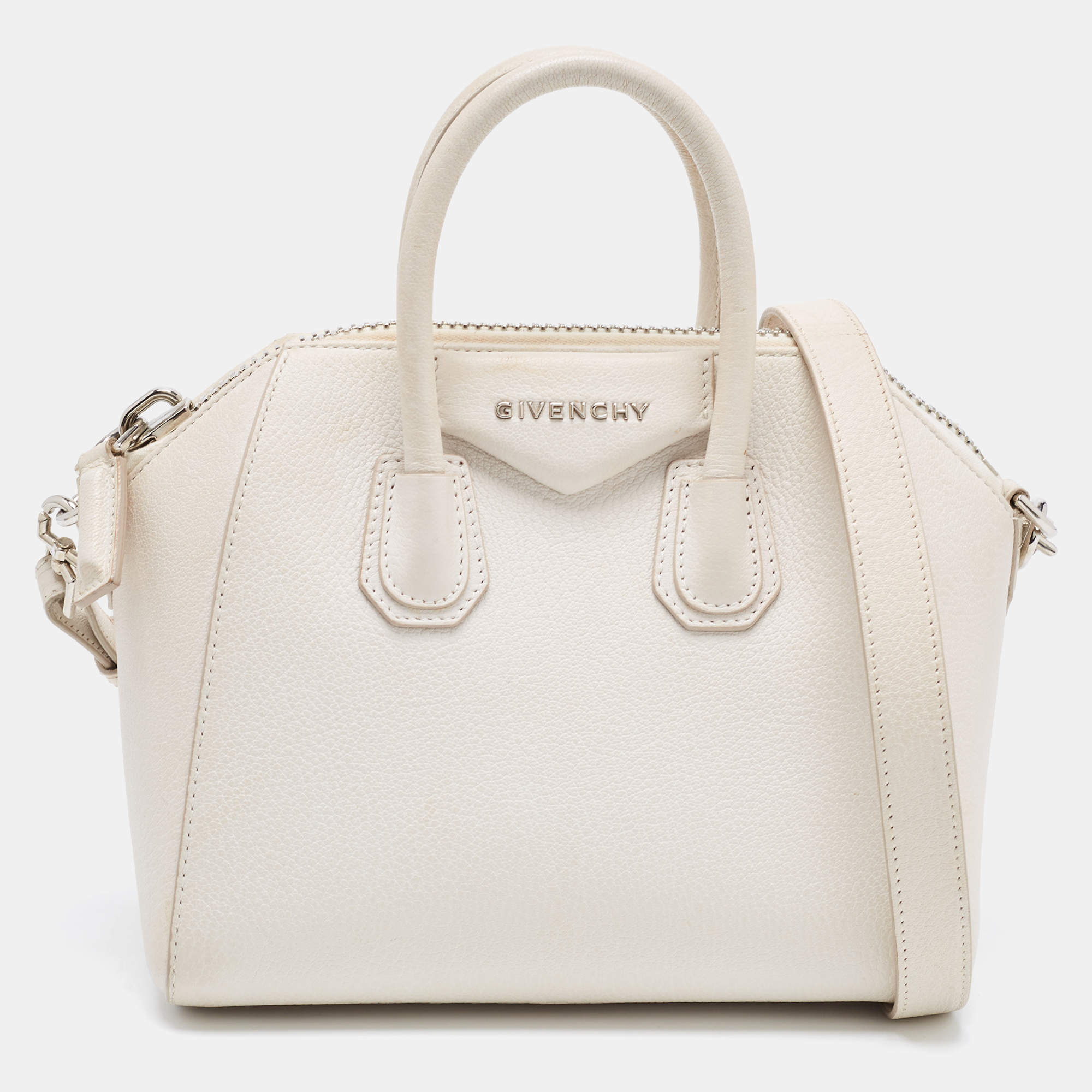 Givenchy Off White Leather Mini Antigona Satchel