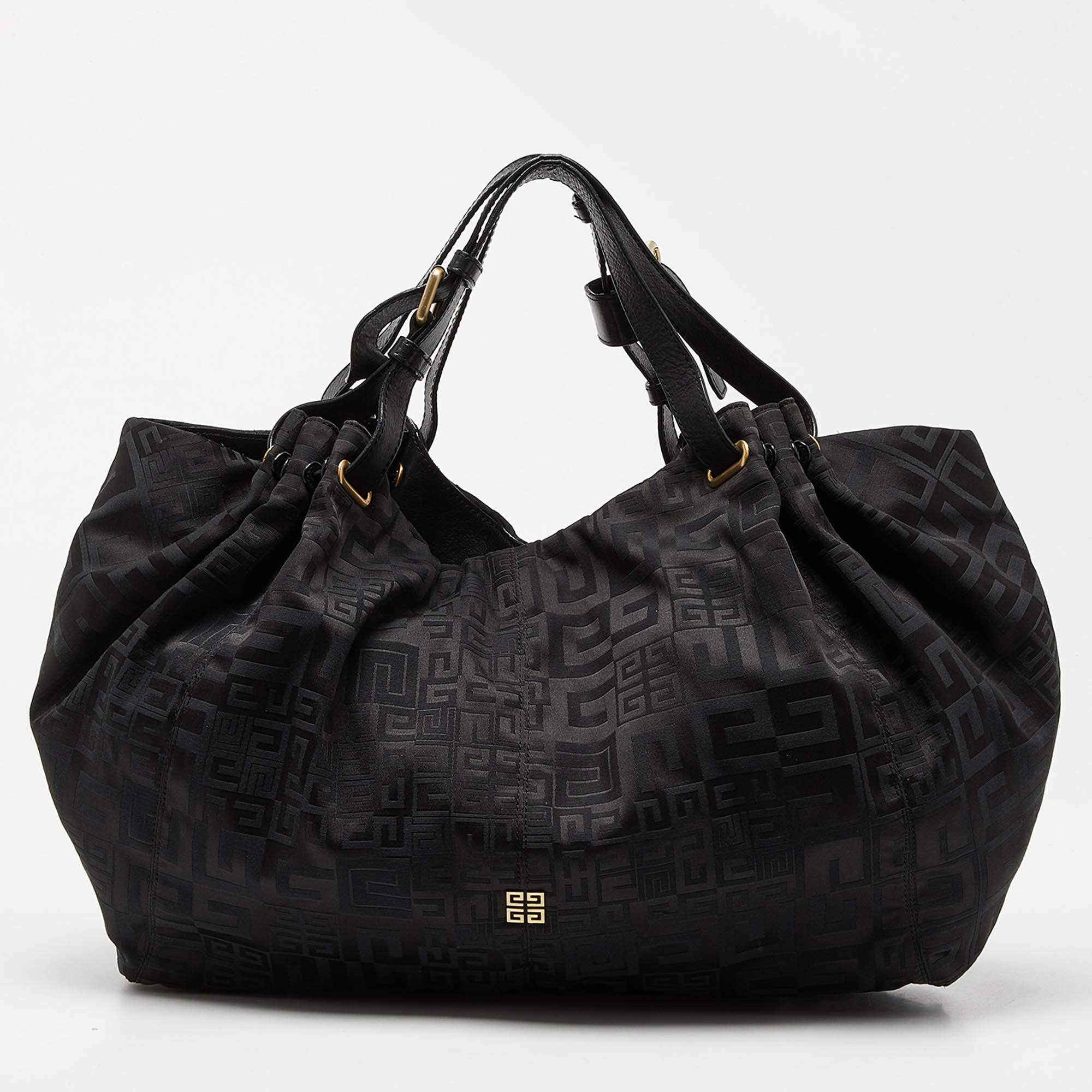 Pre Owned Givenchy Black Monogram Canvas and Leather Hobo