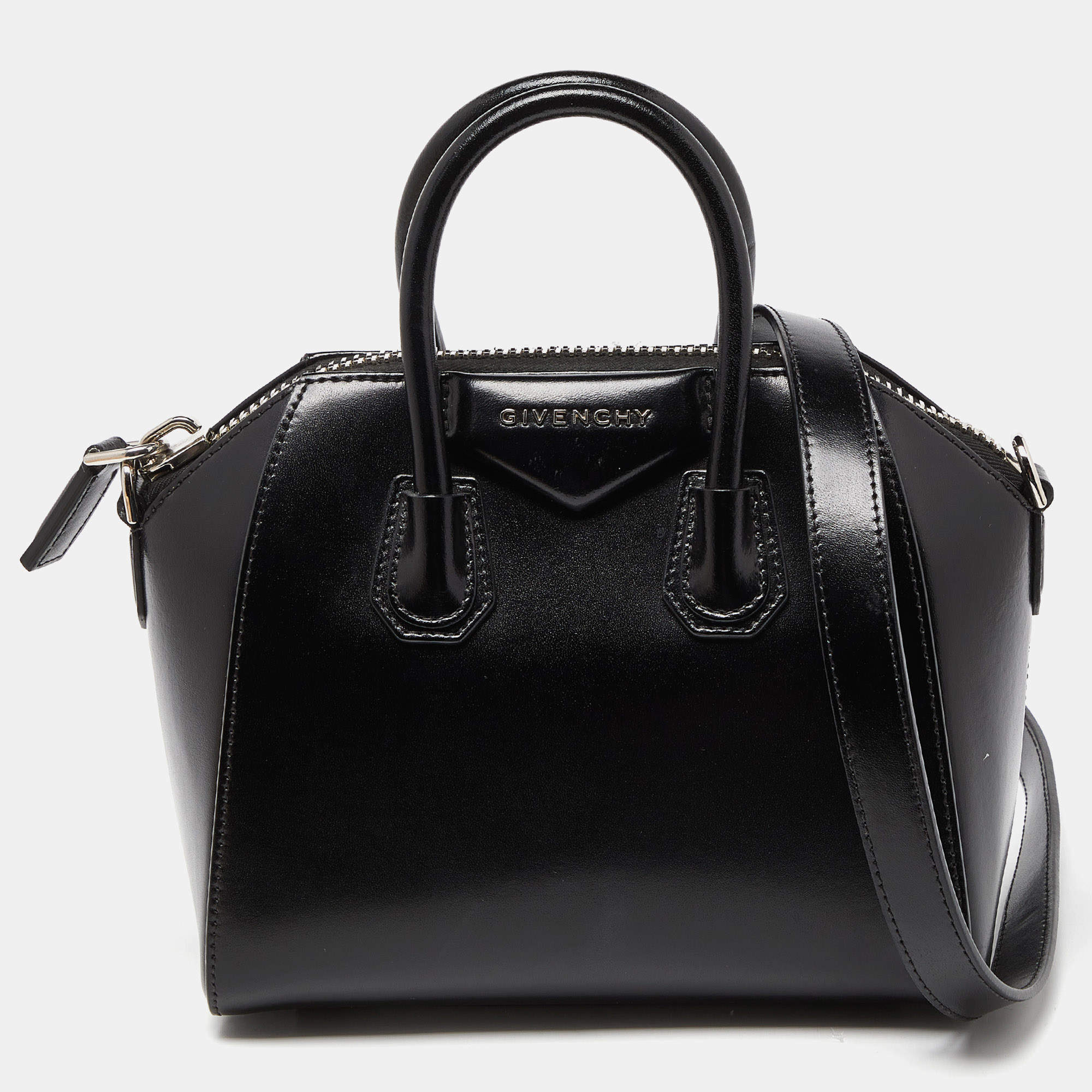 Pre Owned Givenchy Black Leather Mini Antigona Satchel