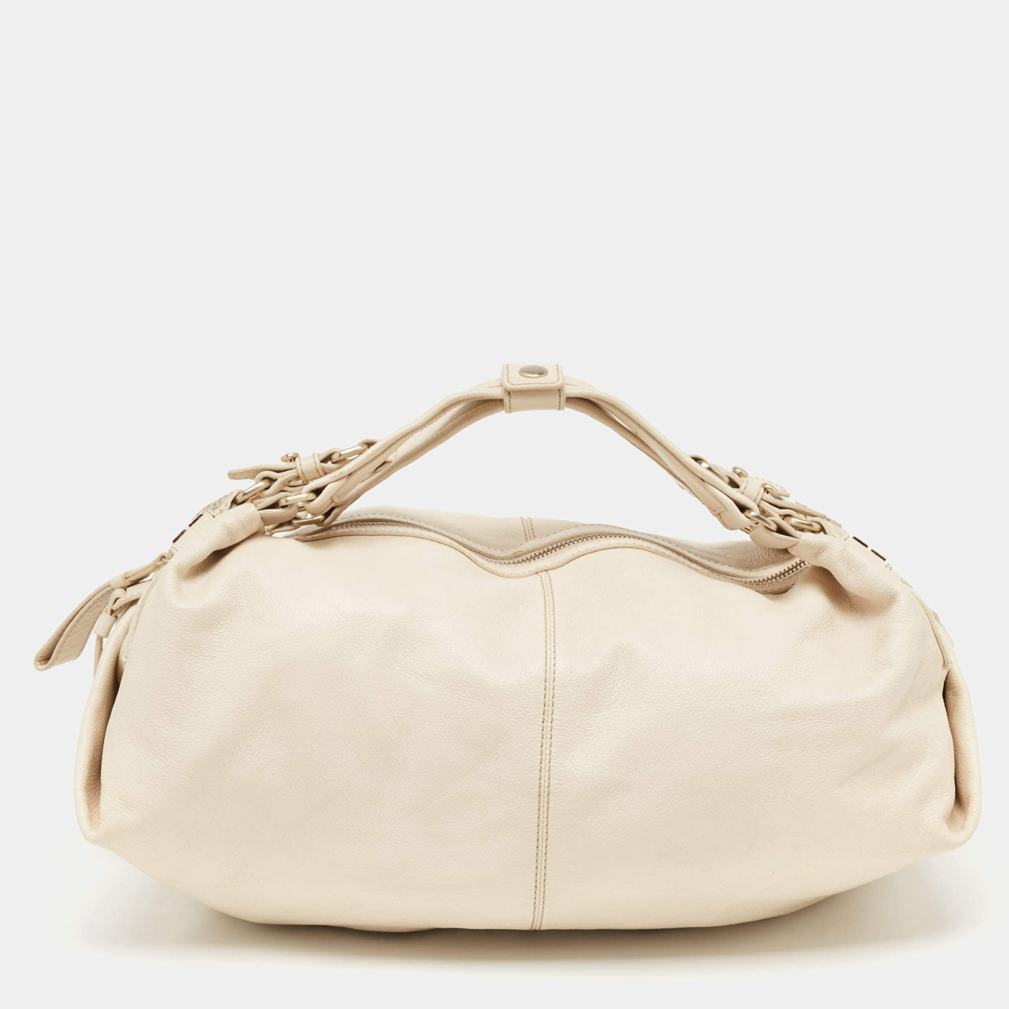 Pre Owned Givenchy Light Beige Leather Double Handle Hobo
