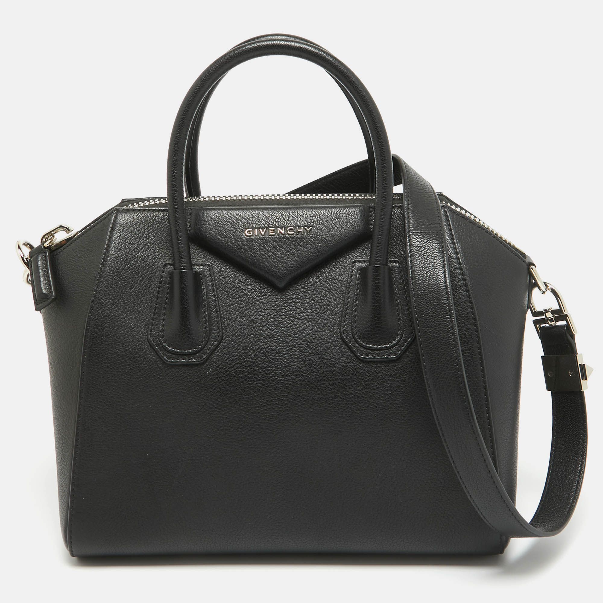 Pre Owned Givenchy Black Leather Small Antigona Satchel