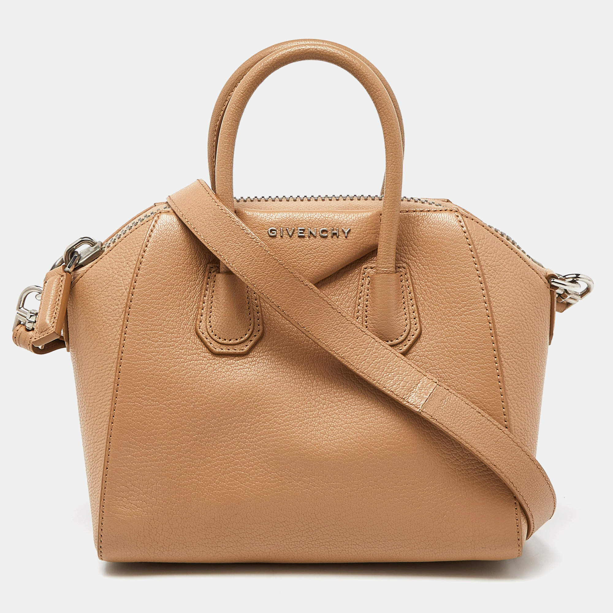 Pre Owned Givenchy Beige Leather Mini Antigona Satchel