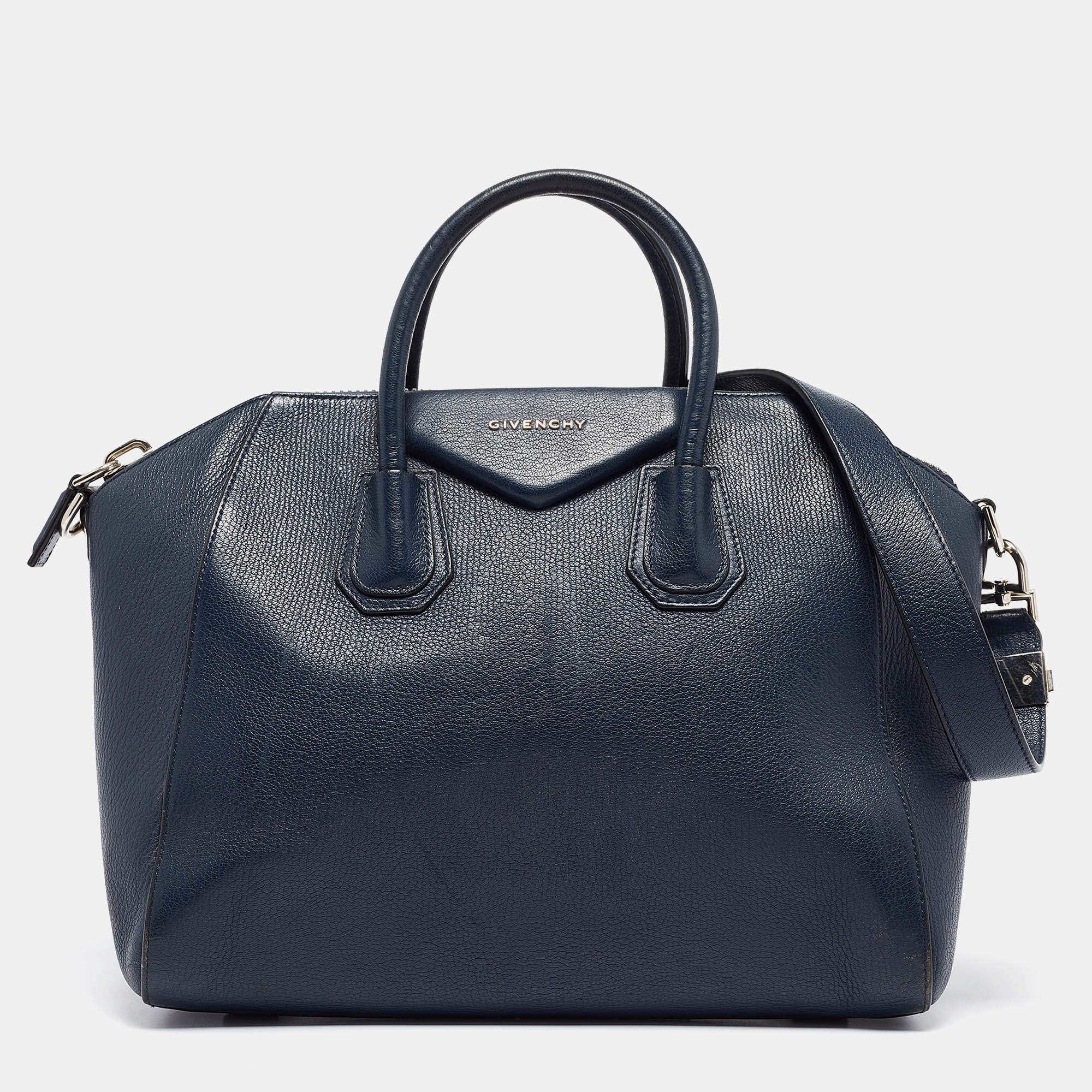 Givenchy Navy Blue Leather Medium Antigona Satchel