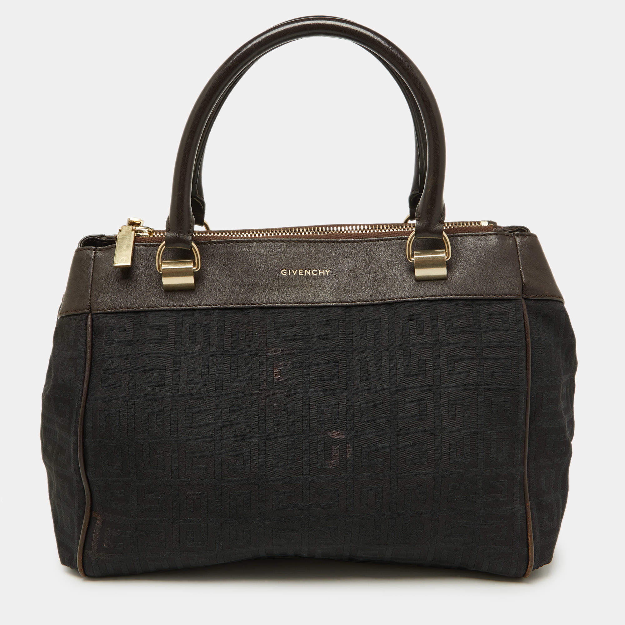 Givenchy Brown/Black Monogram Canvas and Leather Double Zip Tote 