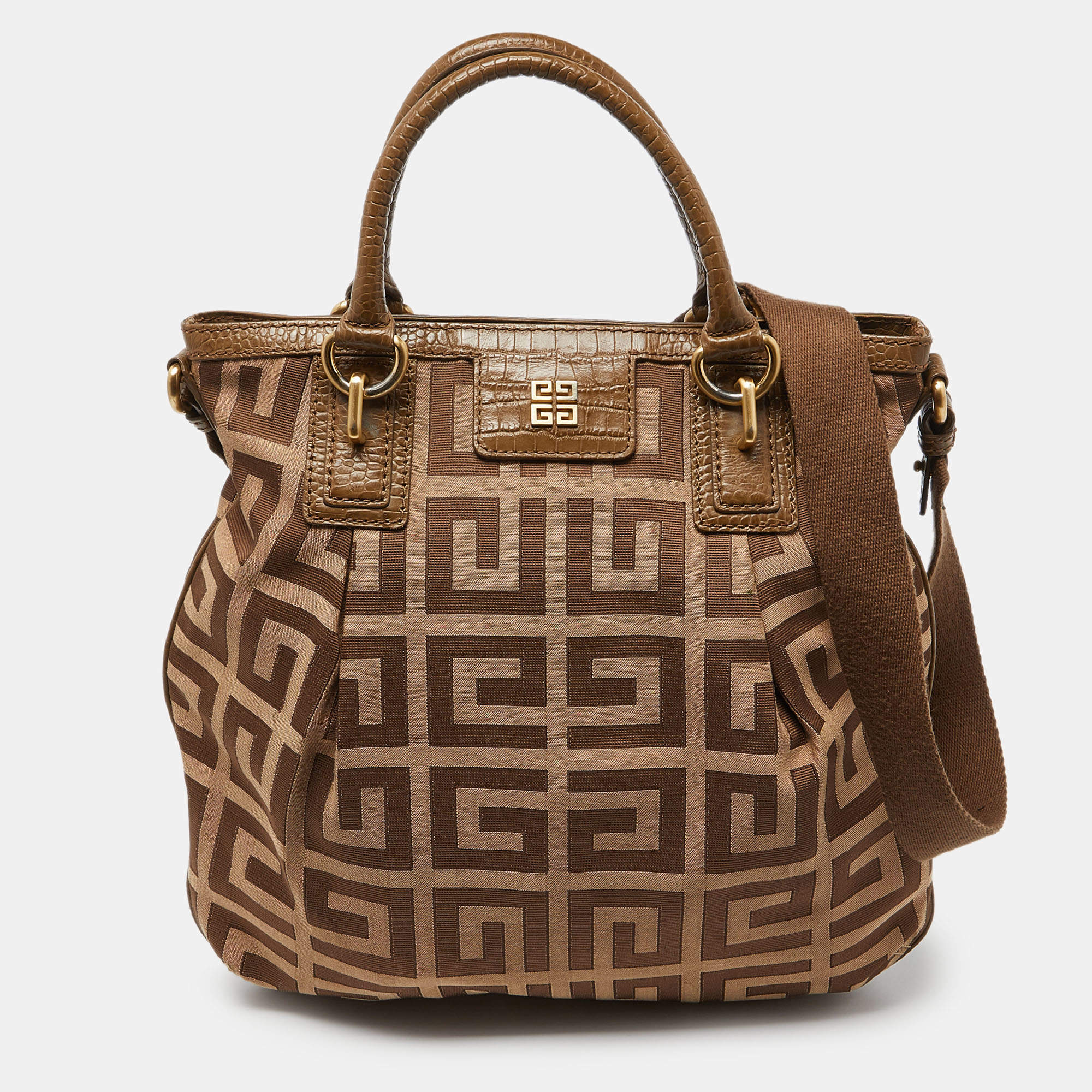Givenchy Beige Monogram Canvas and Leather Hobo