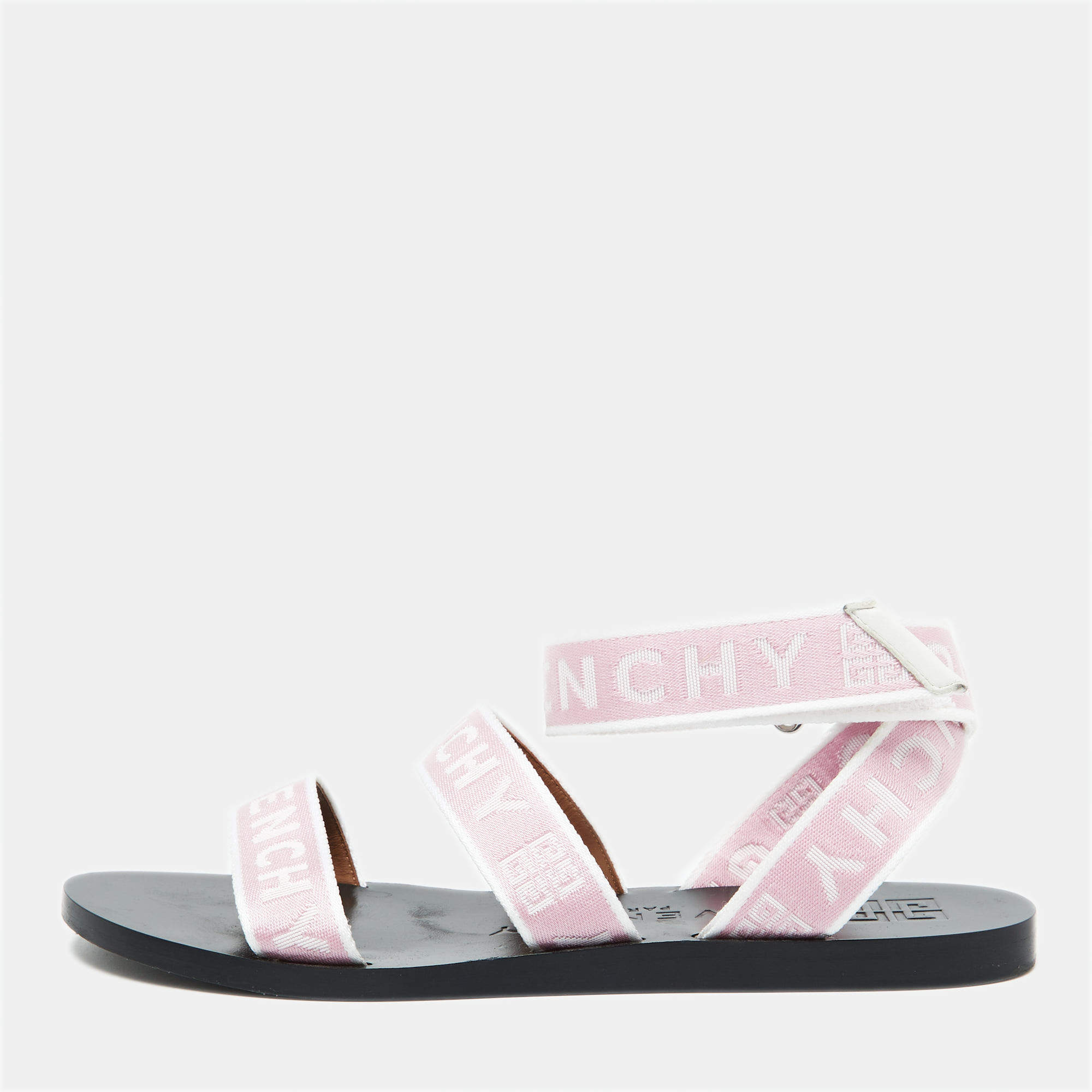 Givenchy Pink Canvas  Strappy Flats Slides Size 38