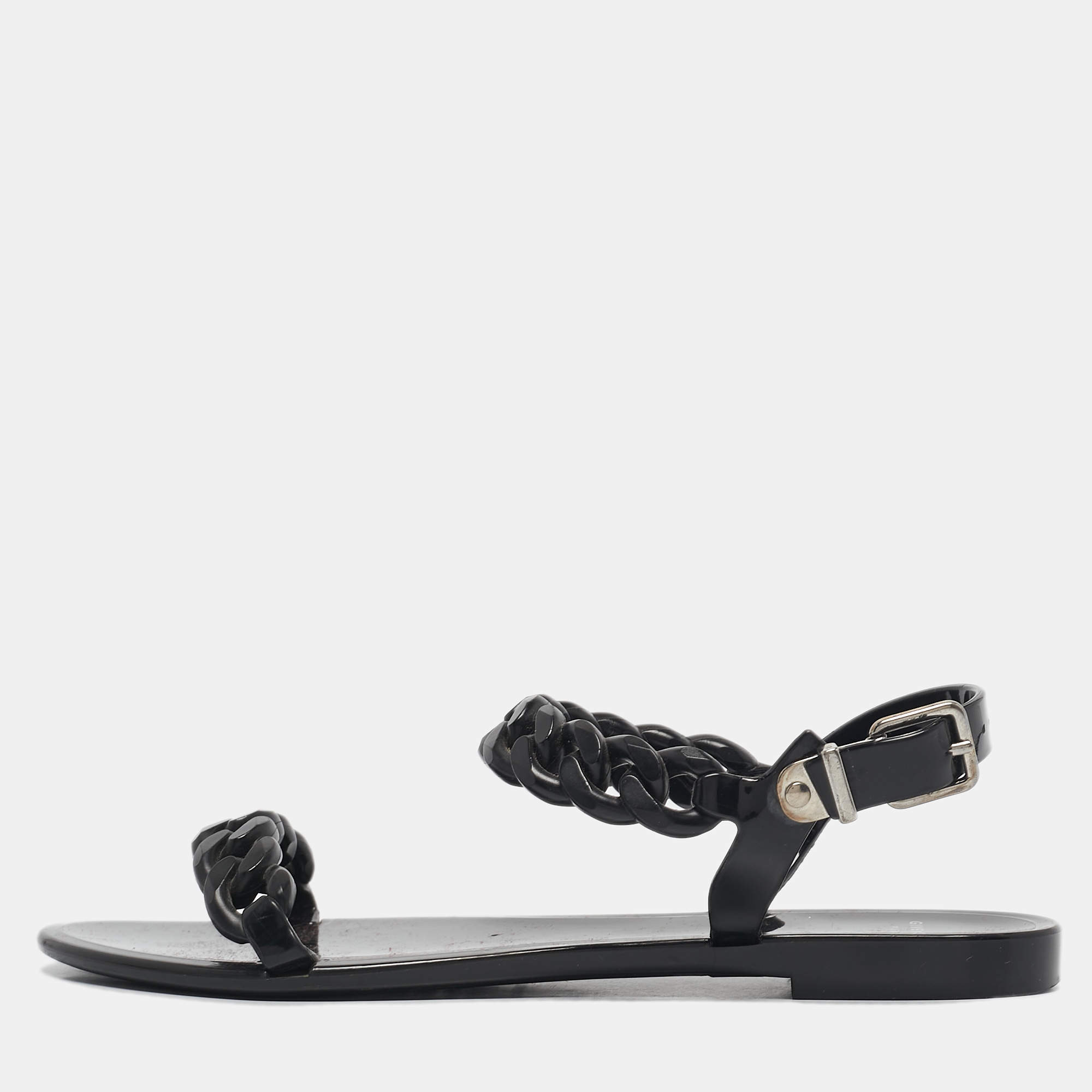 Givenchy Black Jelly Chain Flat Sandals Size 38