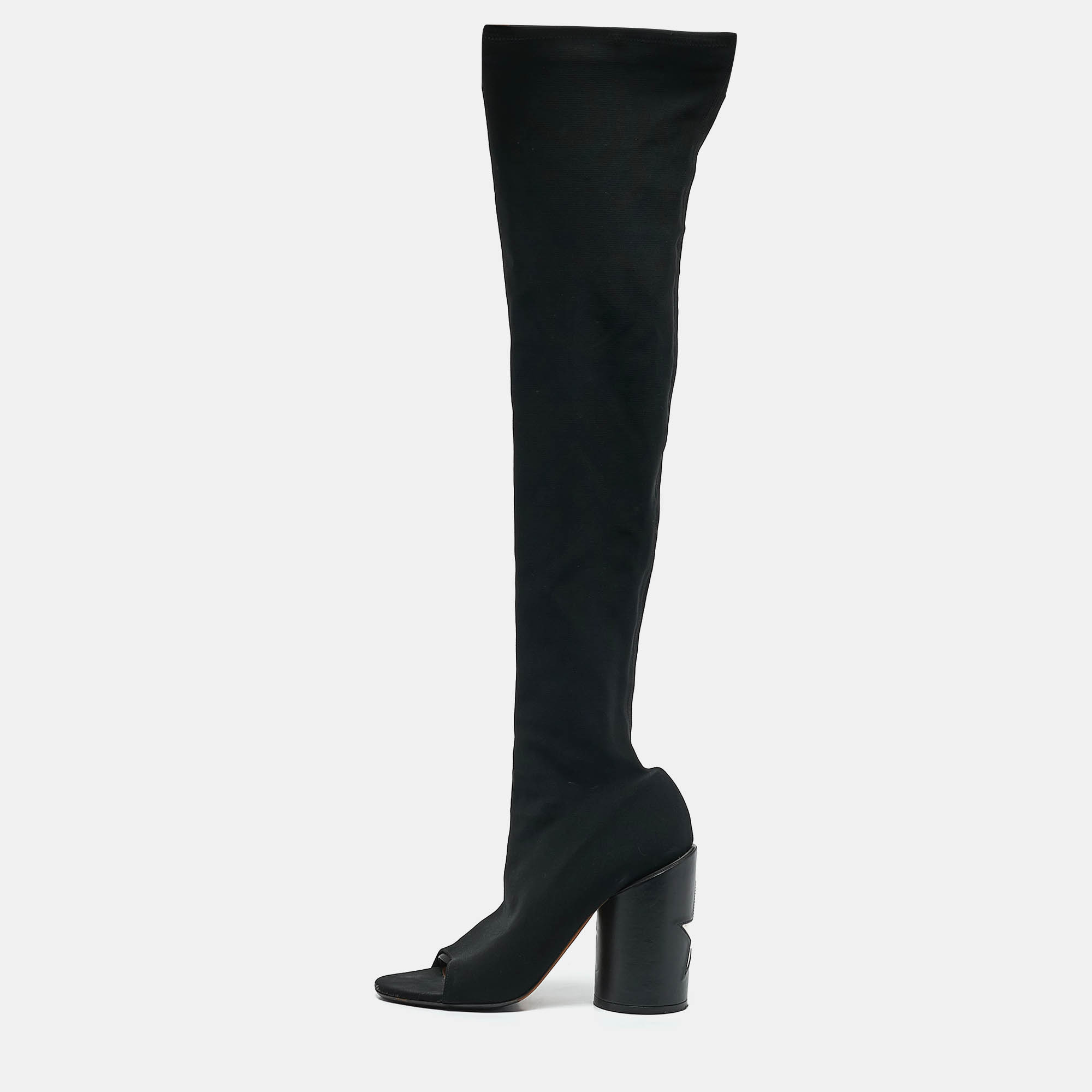 Givenchy Black Stretch Fabric Over The Knee Boots Size 39