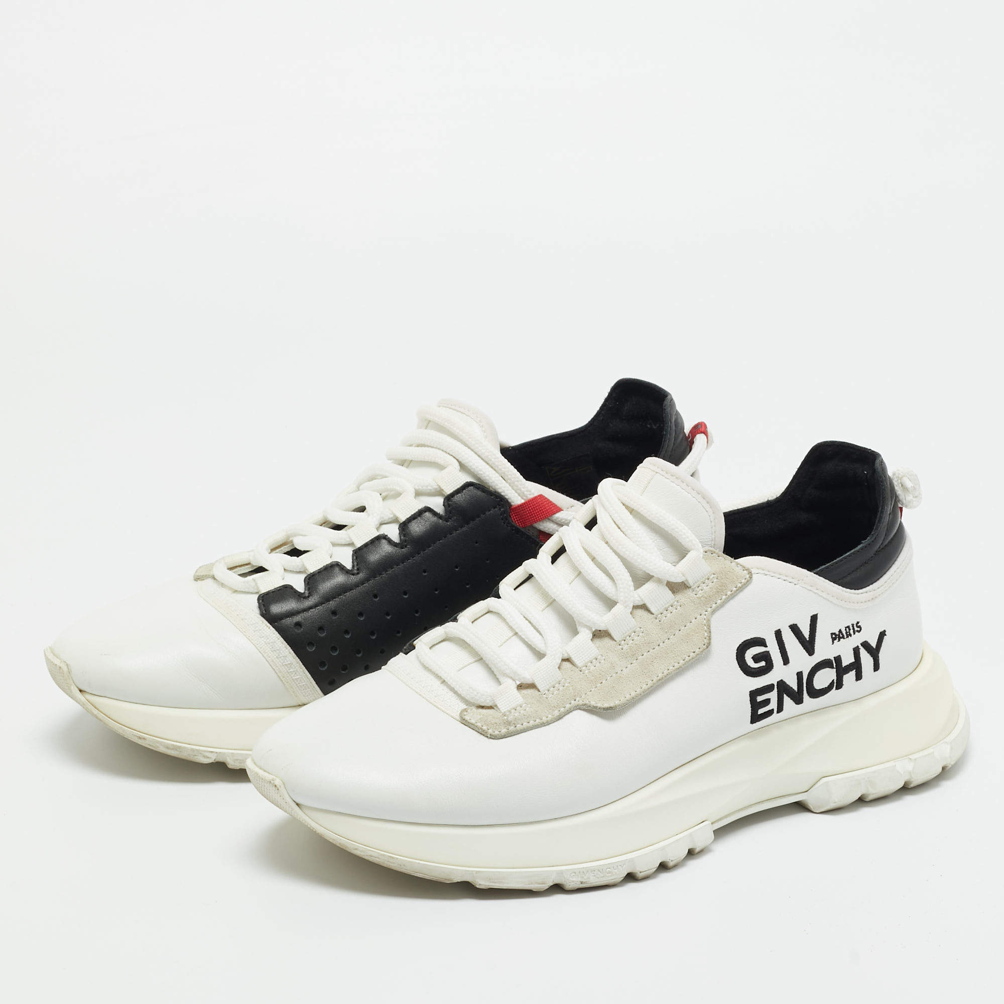 Givenchy Grey/White Knit Fabric and Rubber Jaw Low Top