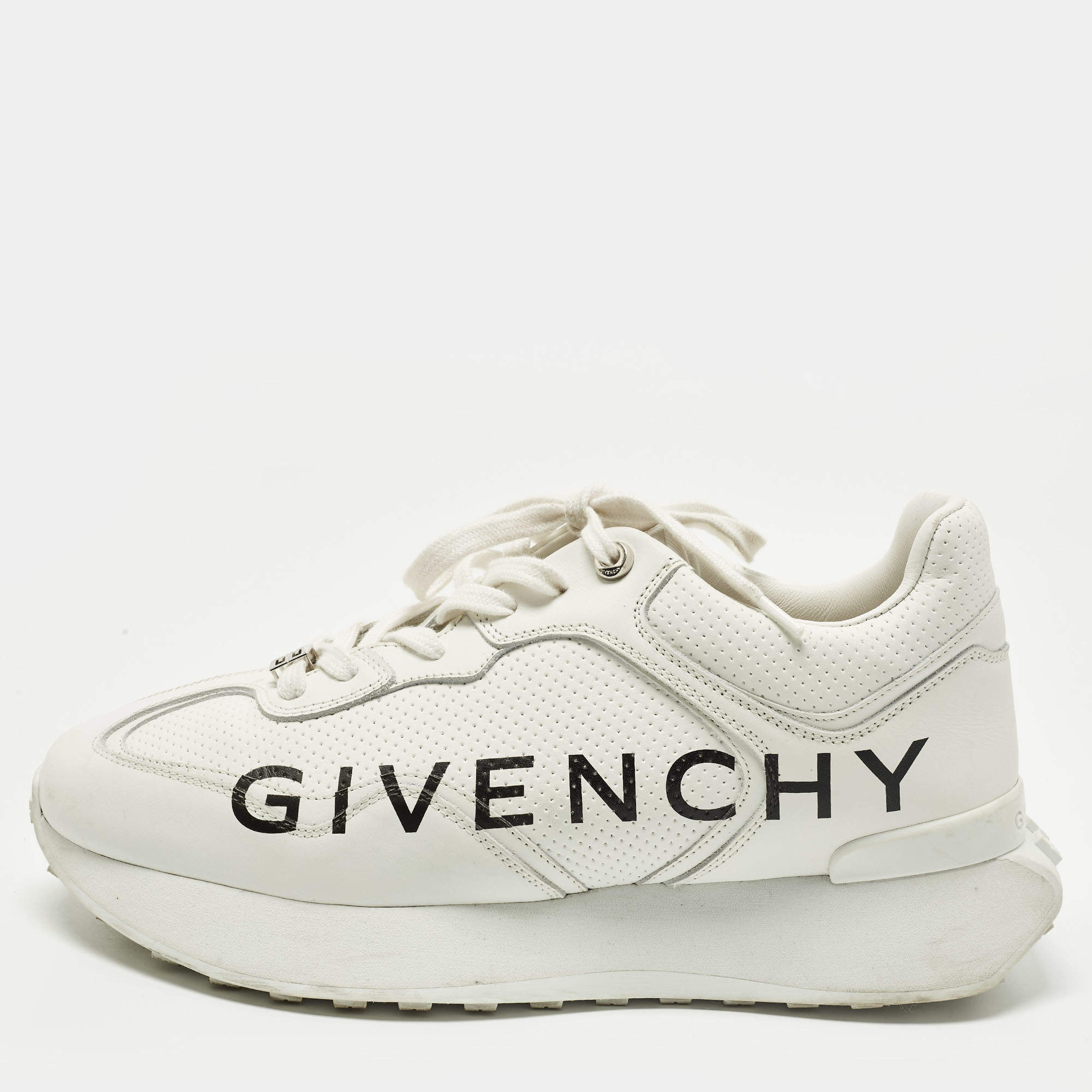 Pre Owned Givenchy GIV Runner Size 40 White Leather Lace Up Sneakers