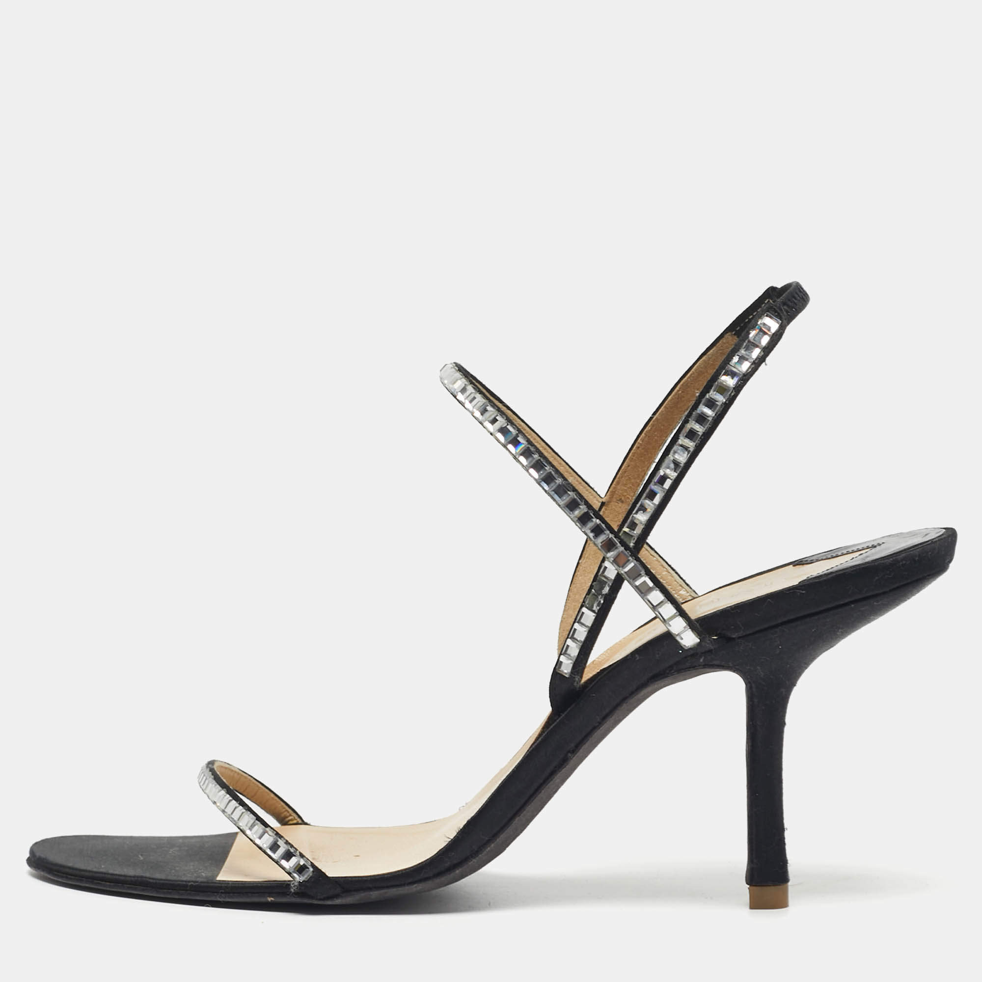 Pre Owned صندل جلد محبوكة ومطاط مع حزام للكاحل جيفنشي 4G بني مقاس 39