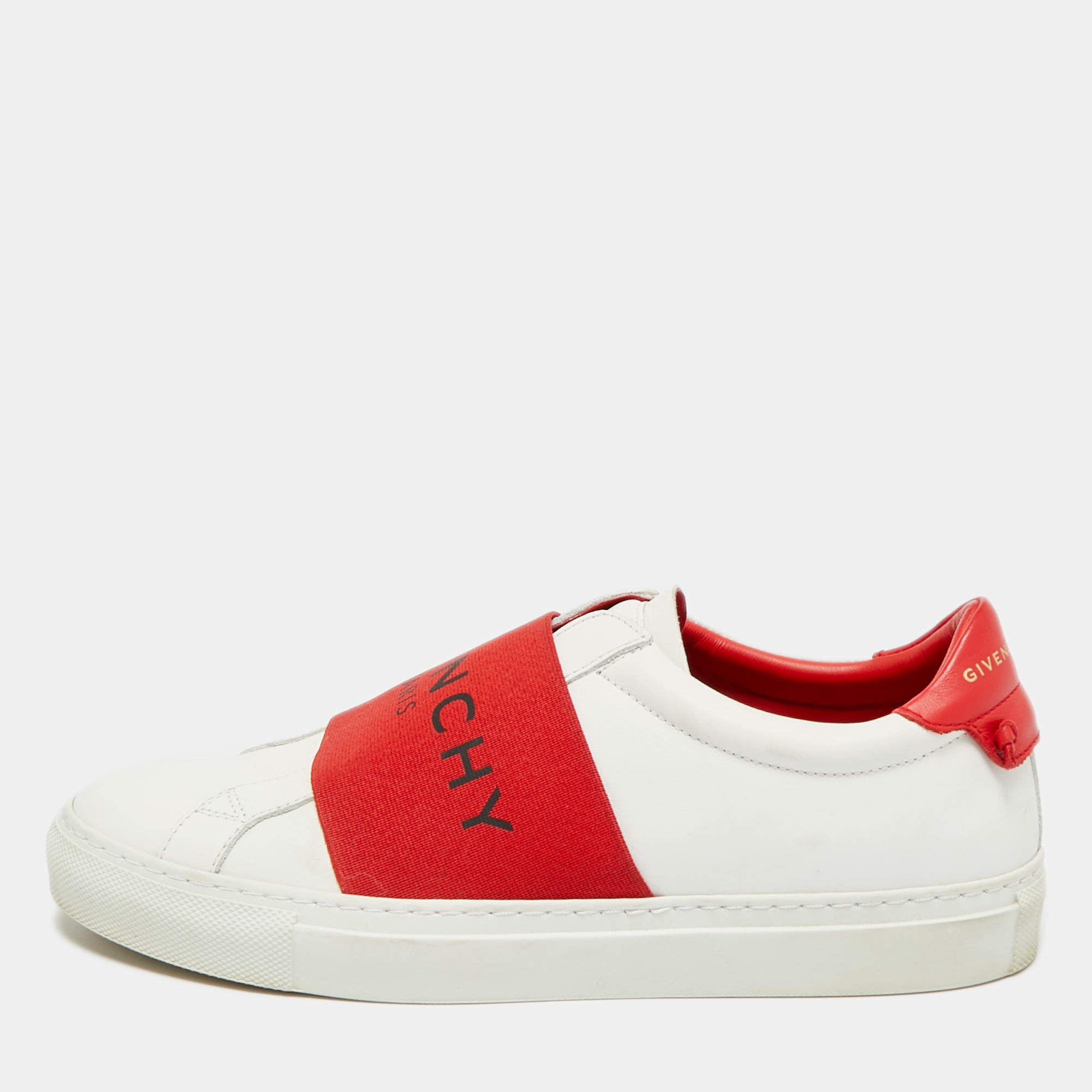 Pre Owned Givenchy Urban Street Size 38 White/Red Leather Low Top Sneakers