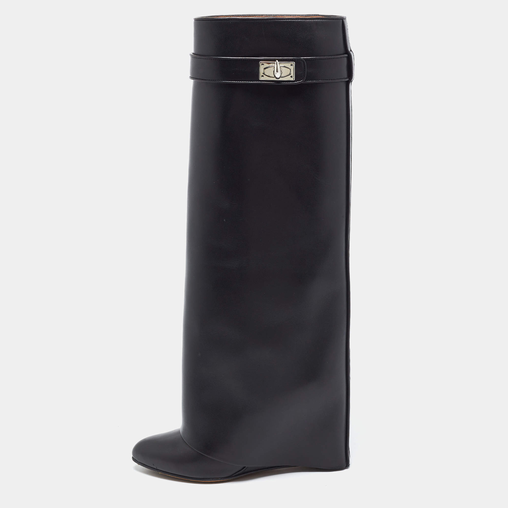 Pre Owned Givenchy Shark Lock Size 36.5 Black Leather Ankle Length Boots
