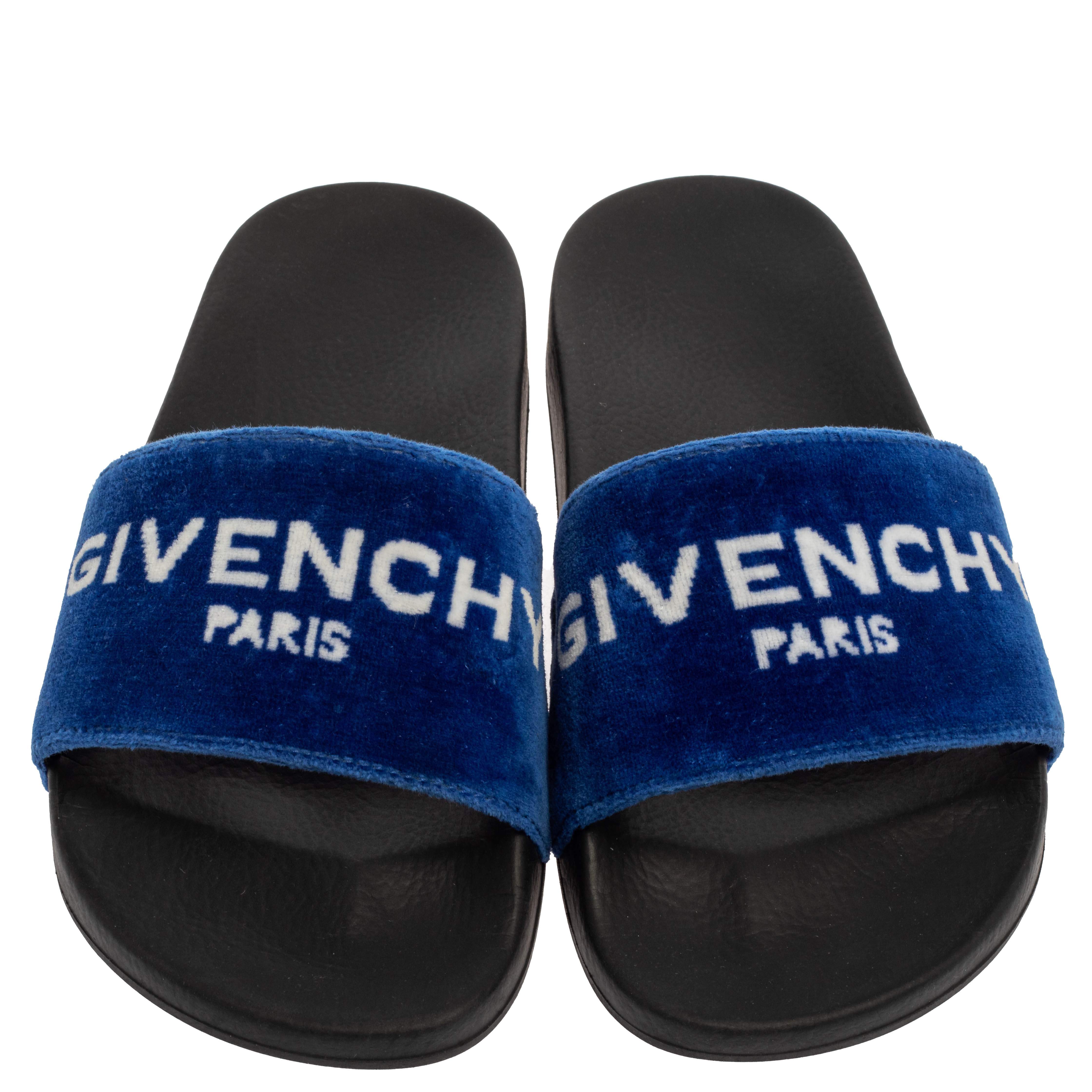 Givenchy slides shop blue velvet