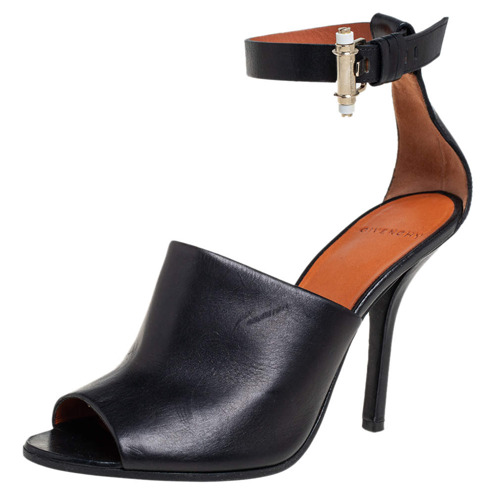 Givenchy Black Leather Ankle Strap Sandals Size 37