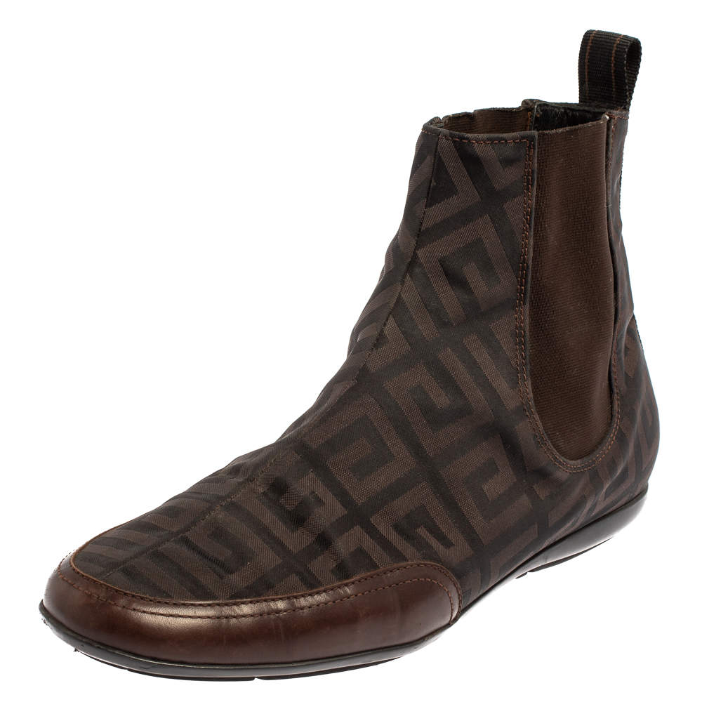 Givenchy Brown Canvas And Leather High Top Sneakers Size 38