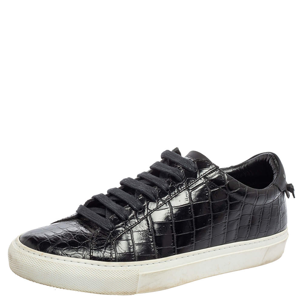 Pre Owned حذاء رياضي جيفنشي أوربان ستريت جلد نقش تمساح أسود مقاس 39