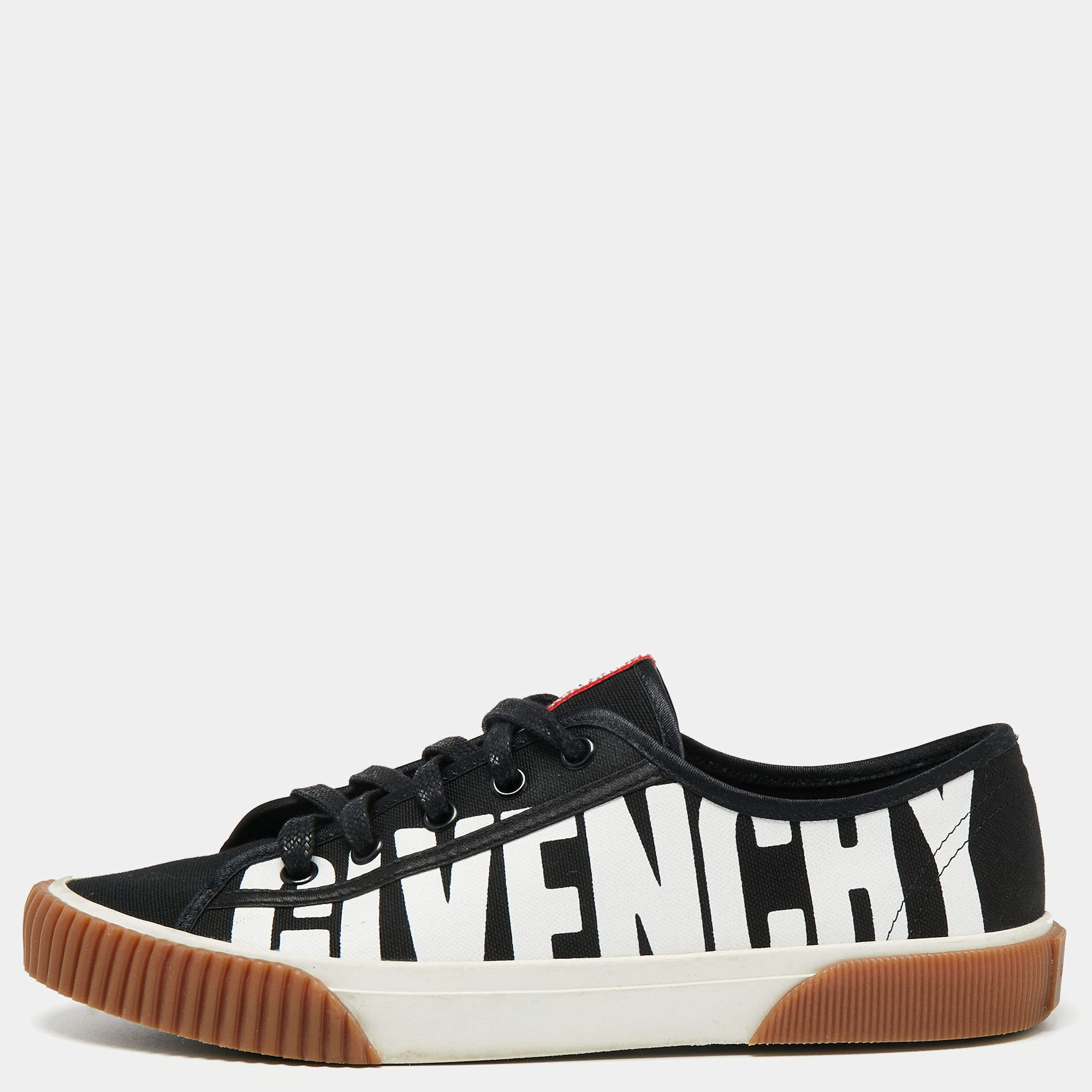 Pre Owned Givenchy Black Canvas Boxing Logo Low-Top Sneakers Size 37