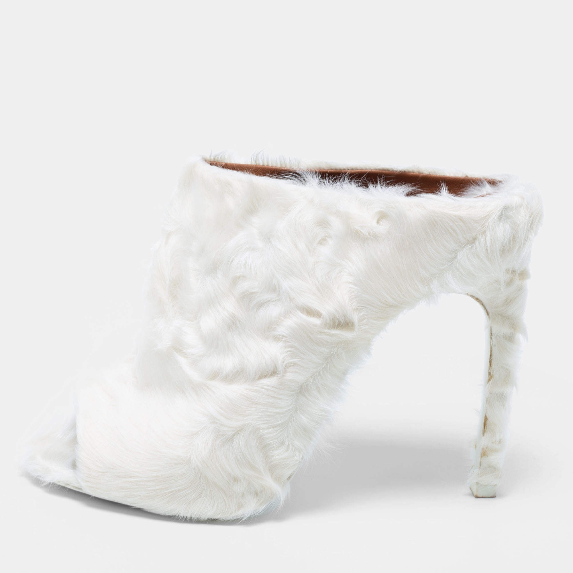 Givenchy Off White Fur Peep Toe Mules Size 40