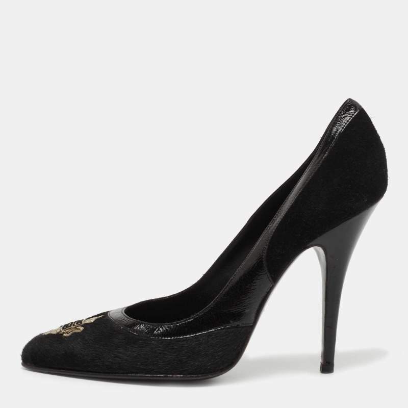 Givenchy Black Suede and Calf Hair Pointed Toe Pumps Size 39