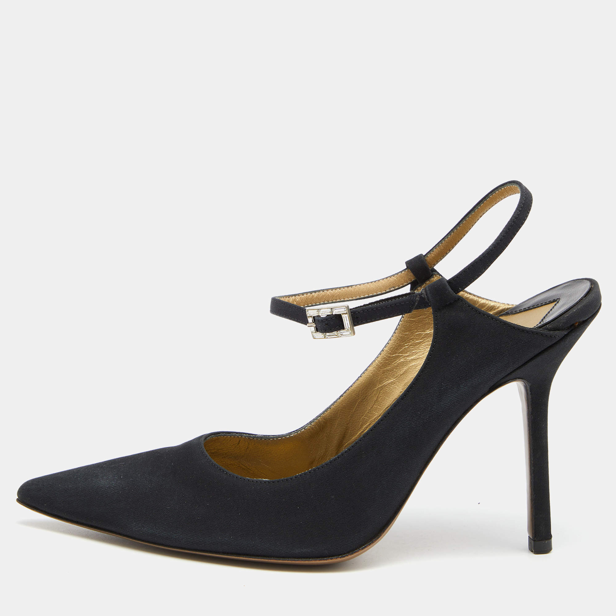 Givenchy Black Fabric Pointed Toe Slingback Pumps Size 36