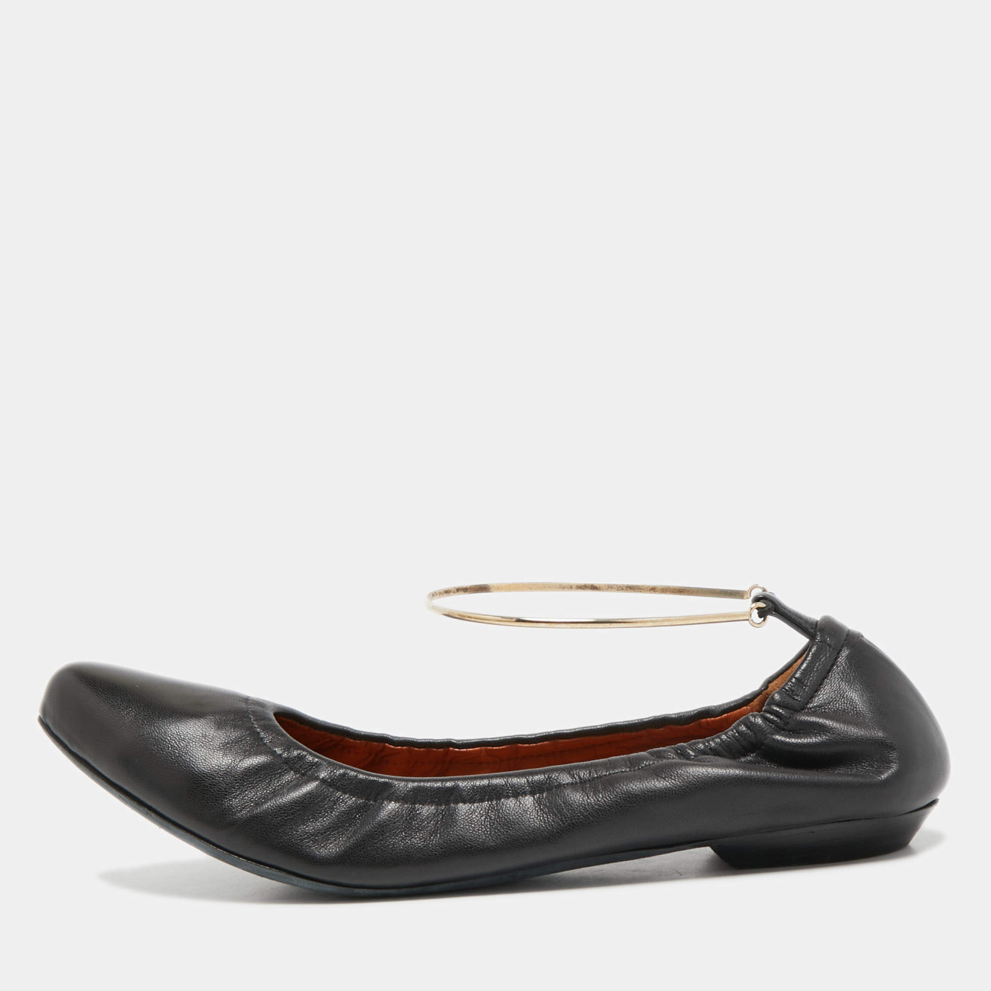Givenchy Black Leather Scrunch Ankle Cuff Ballet Flats Size 40 Givenchy ...