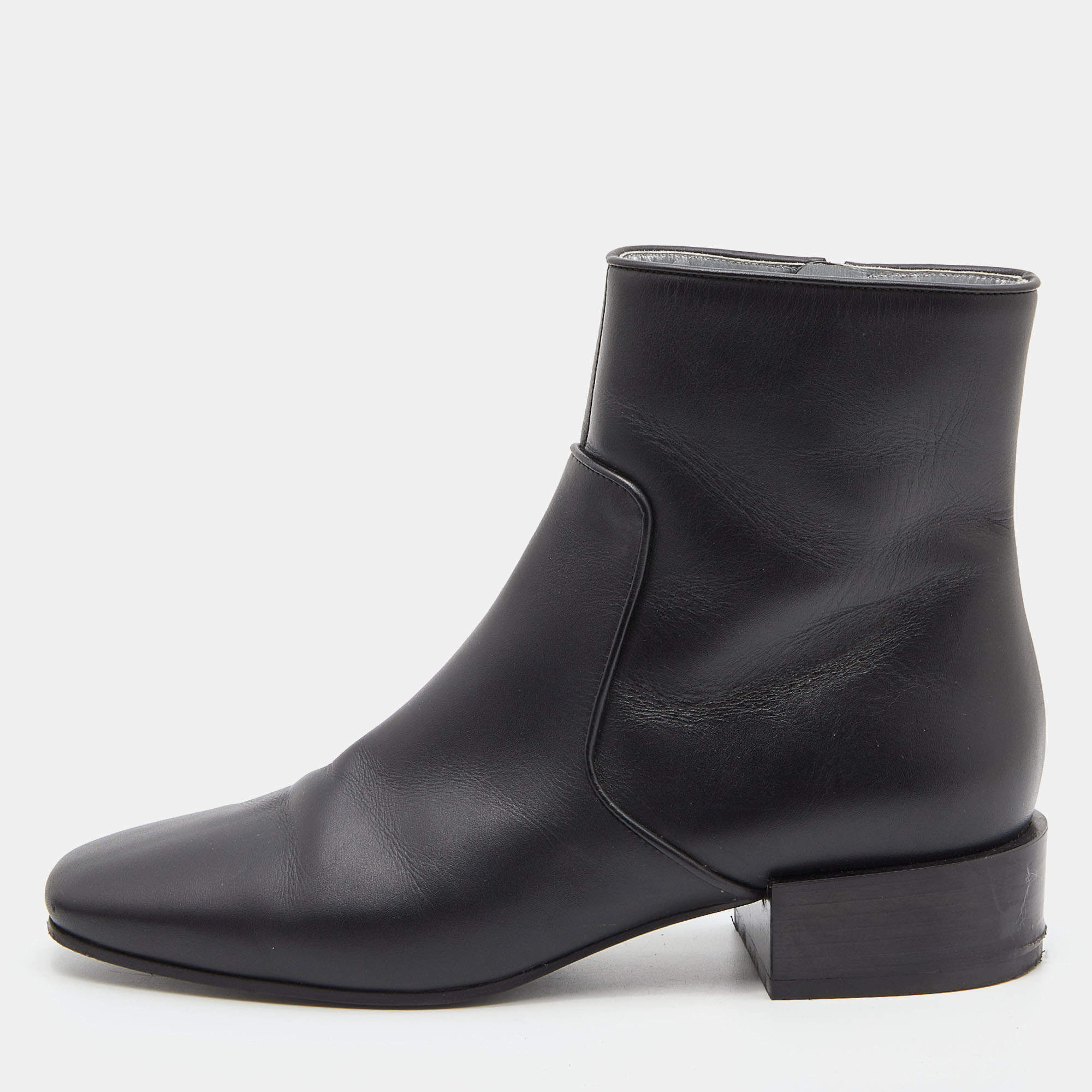 Givenchy Black Leather Zip Ankle Length Boots Size 37