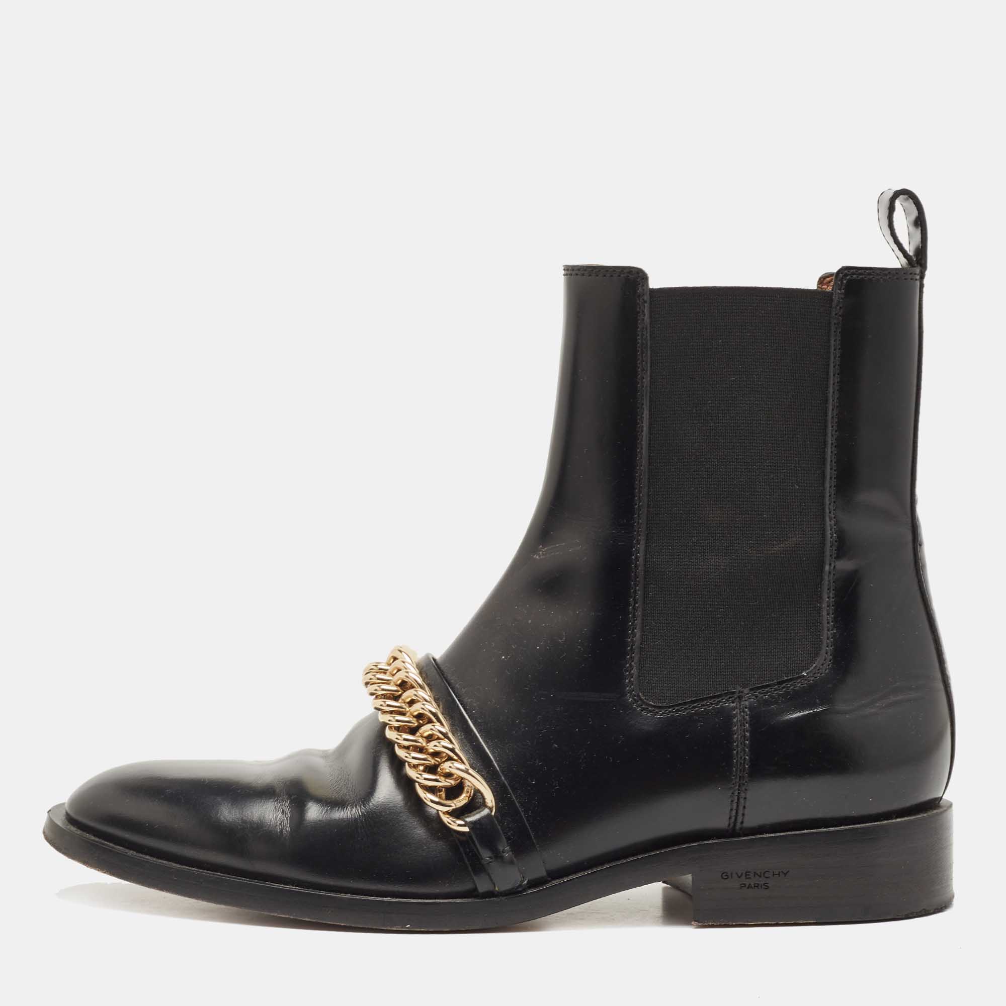 albue Vær opmærksom på i morgen Givenchy Black Leather Chain Detail Chelsea Boots Size 40 Givenchy | TLC