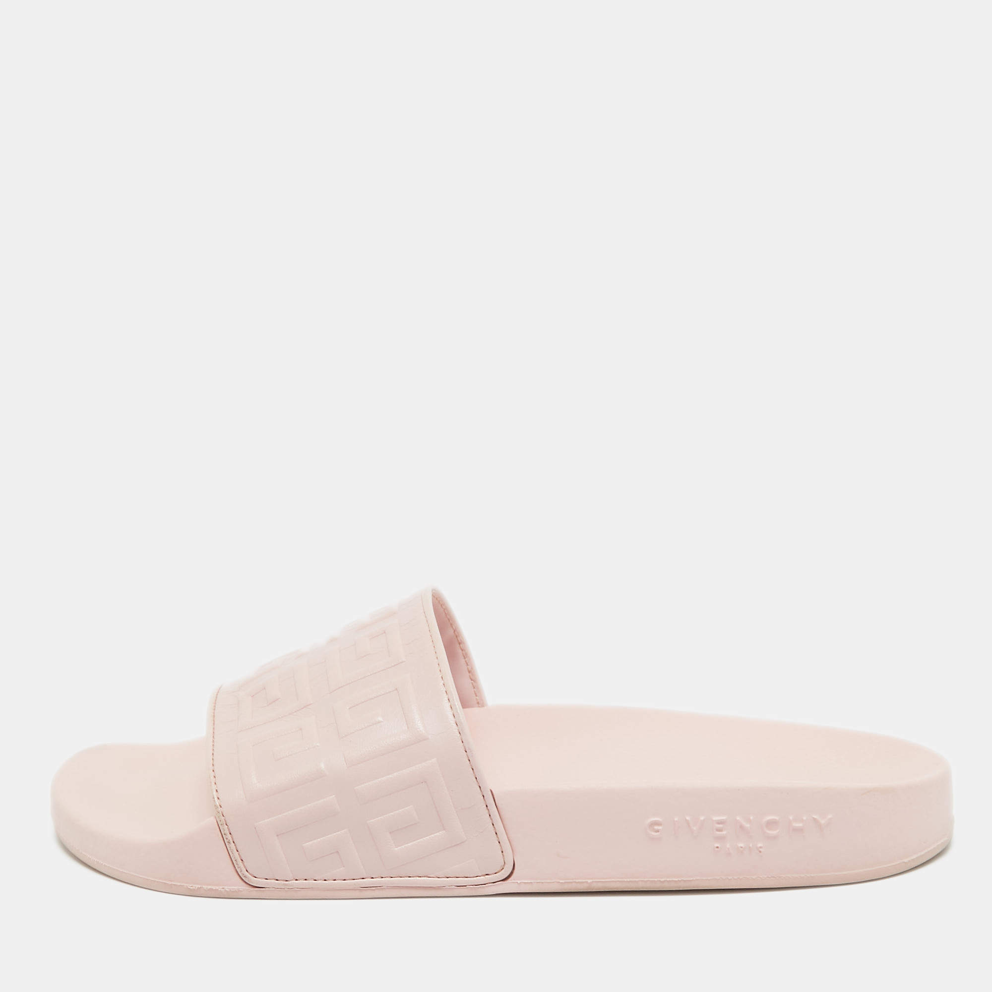Givenchy Pink Rubber Logo Flat Slides Size 38