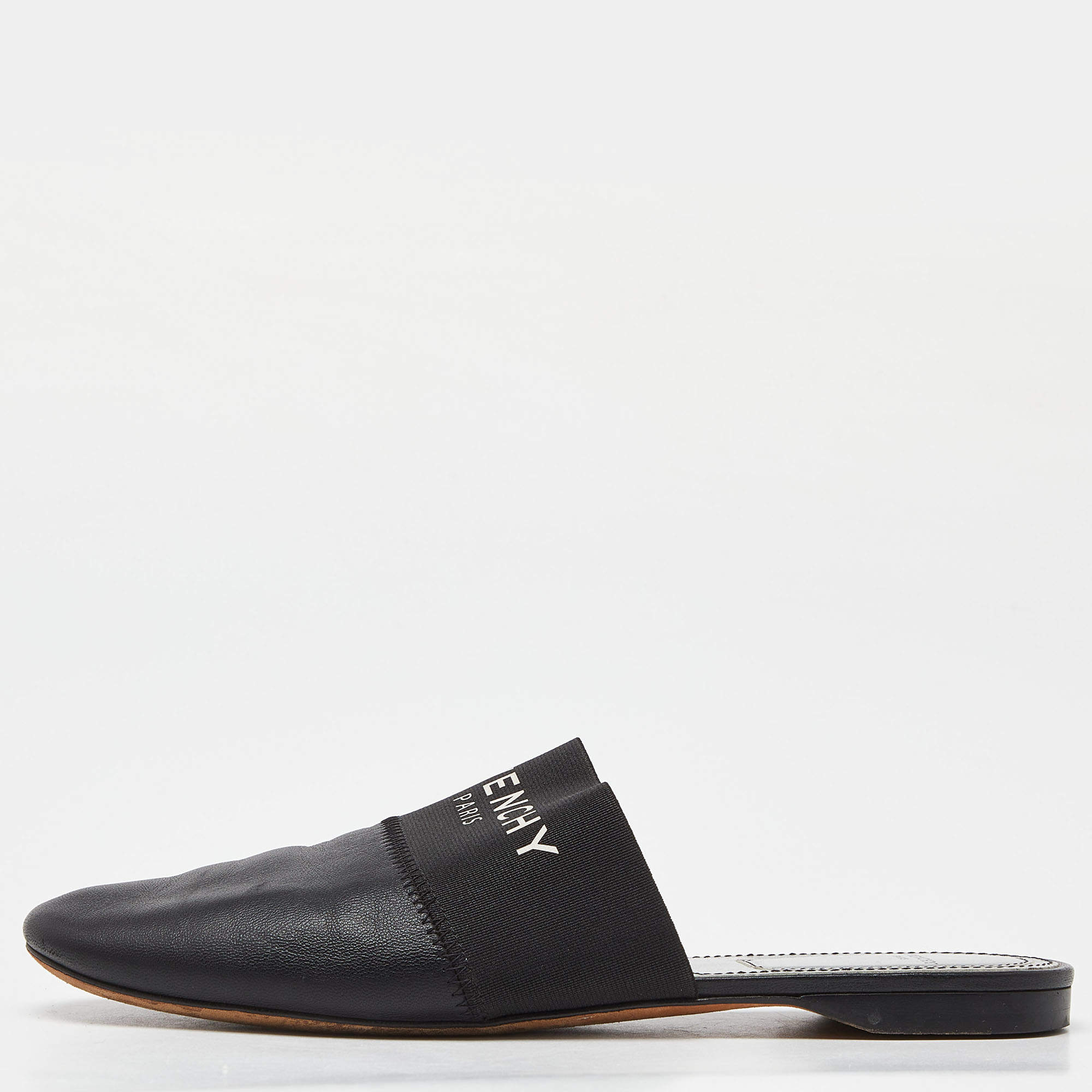 Givenchy Black Leather Bedford Flat Mules Size 36