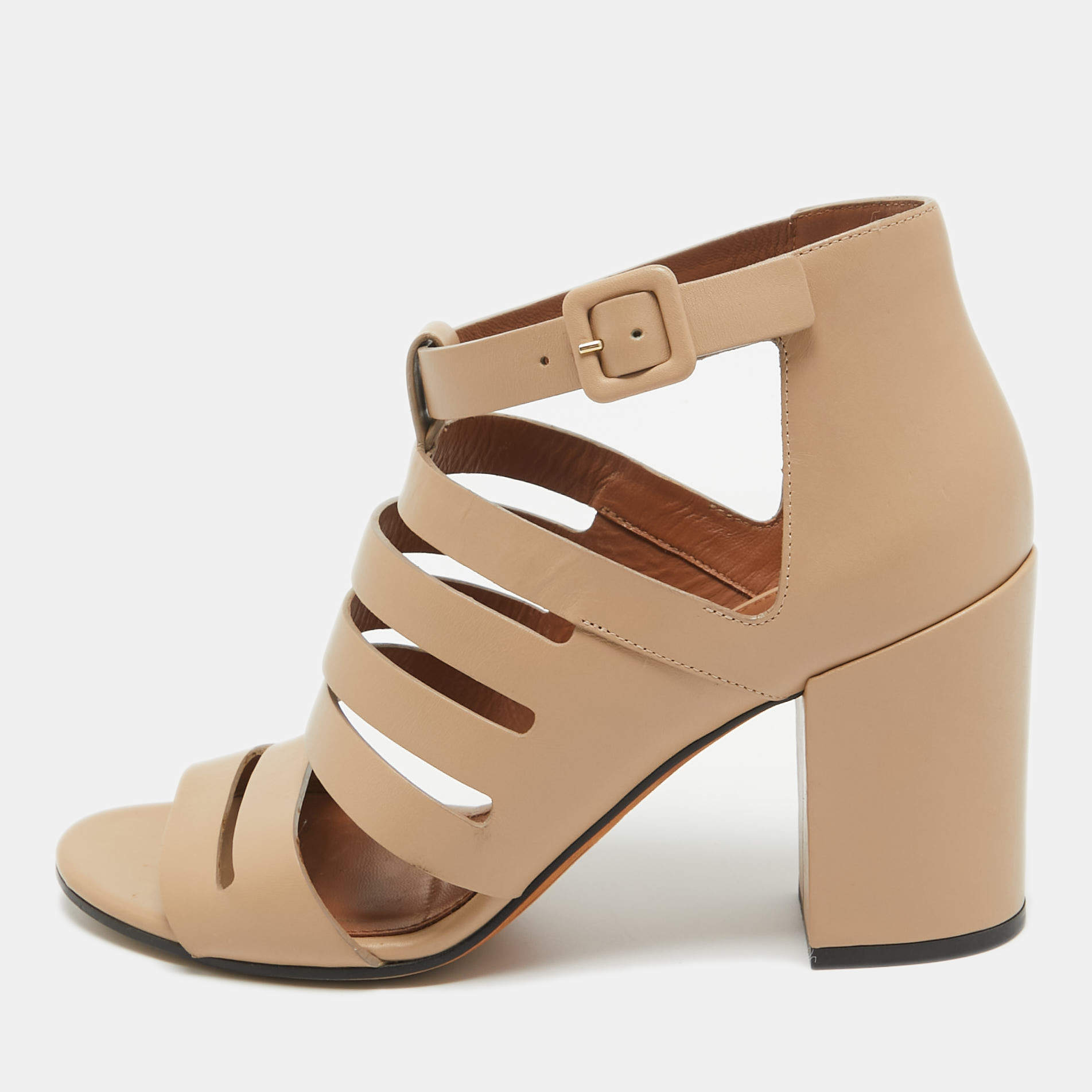 Givenchy Beige Leather Gladiator Block Heel Ankle Strap Sandals Size 38