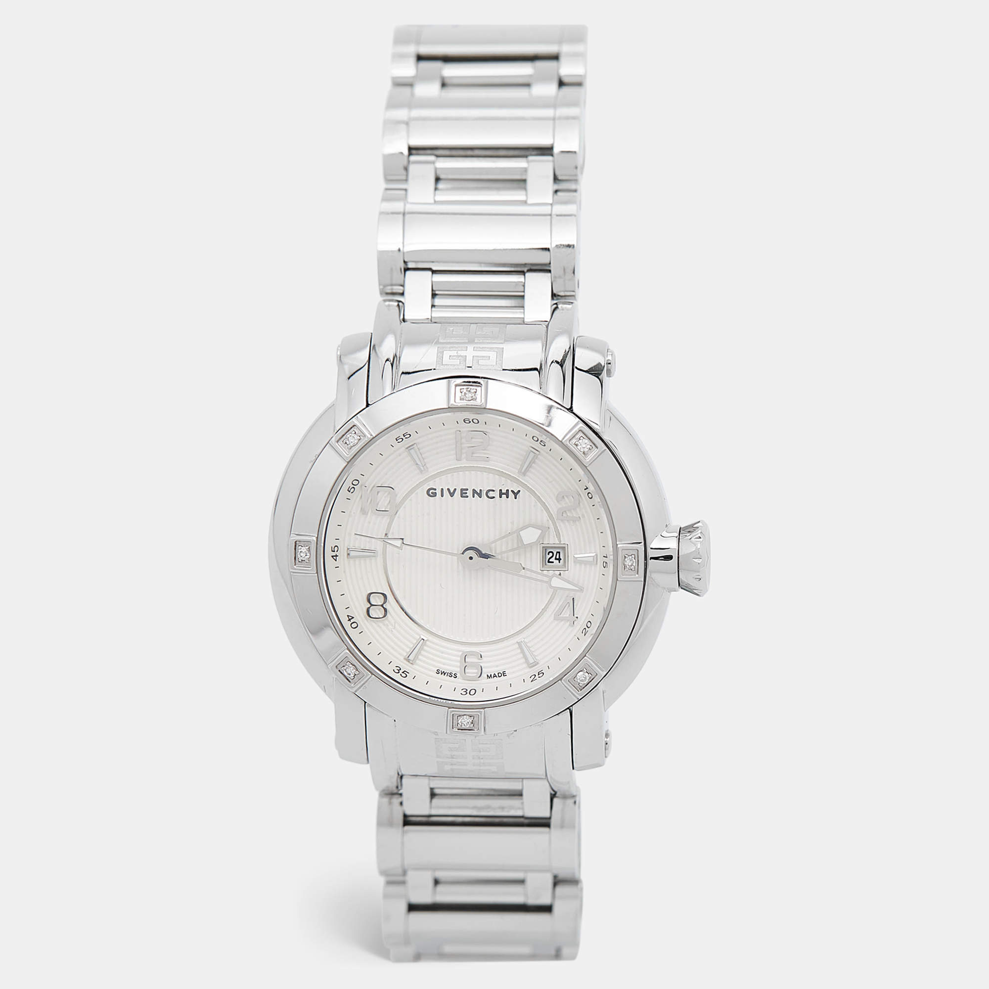 Givenchy White Stainless Steel Diamond GV.5202L Women's Wristwatch 36 mm