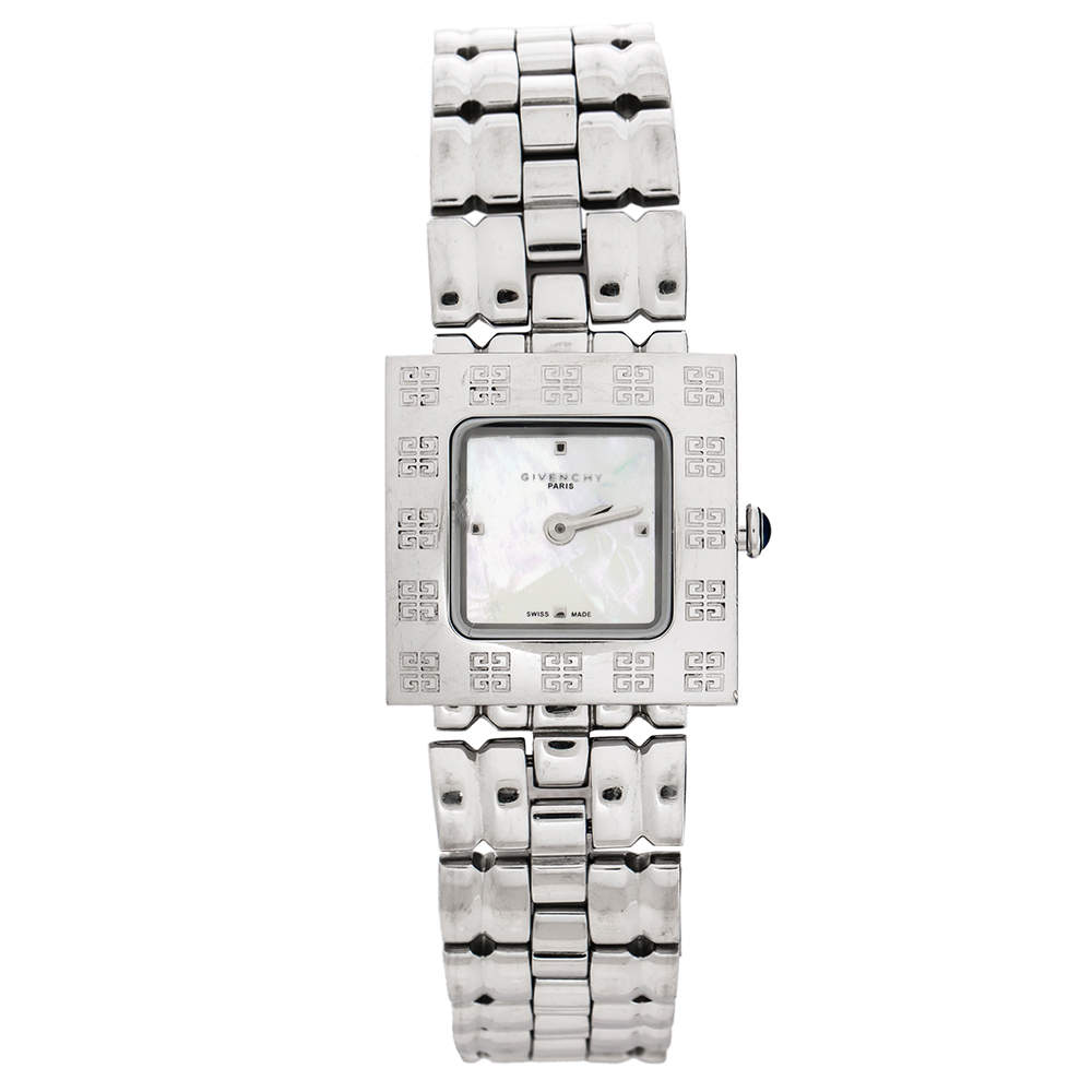 Givenchy Mother Of Pearl Stainless Steel Apsaras 1558962 Square Women's Wristwatch 25 mm