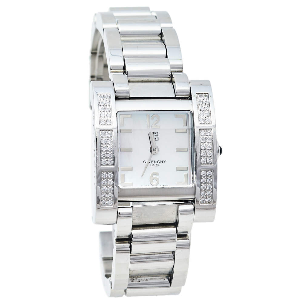 Pre Owned Givenchy Mother of Pearl Stainless Steel Koleos Women's Wristwatch 29 mm