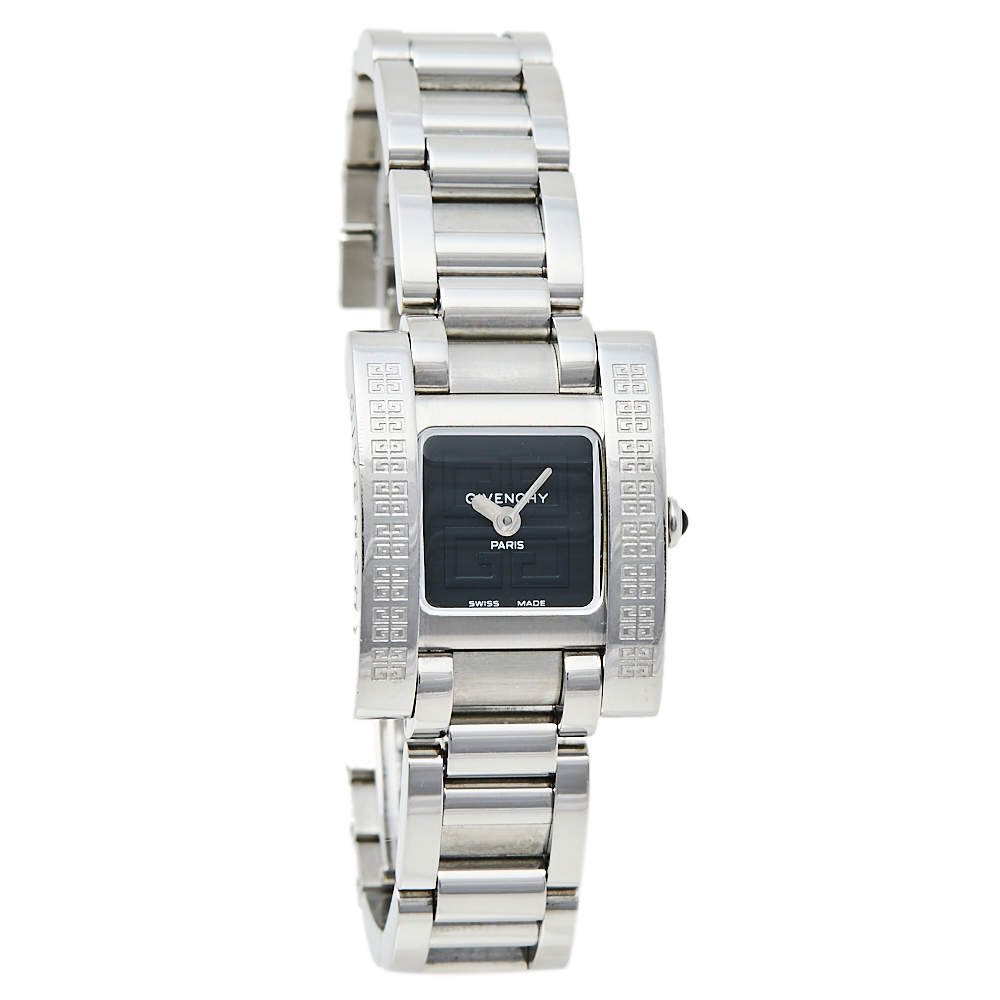Pre Owned Givenchy Black Stainless Steel Koleos Quartz Women's Wristwatch 23 mm