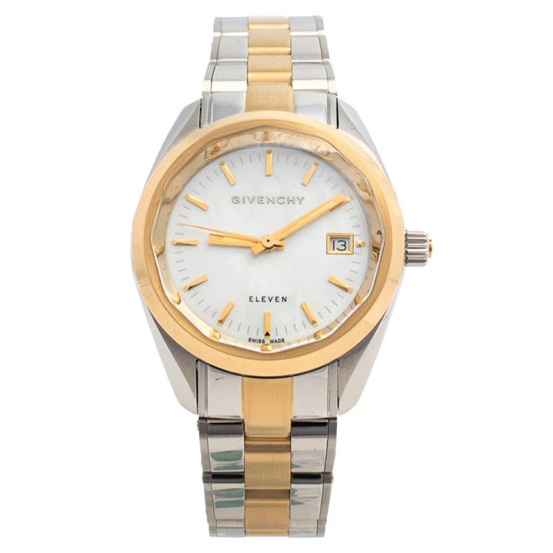 Givenchy Mother Of Pearl Two Tone Stainless Steel Eleven GY100062S09 Women's Wristwatch 35 mm