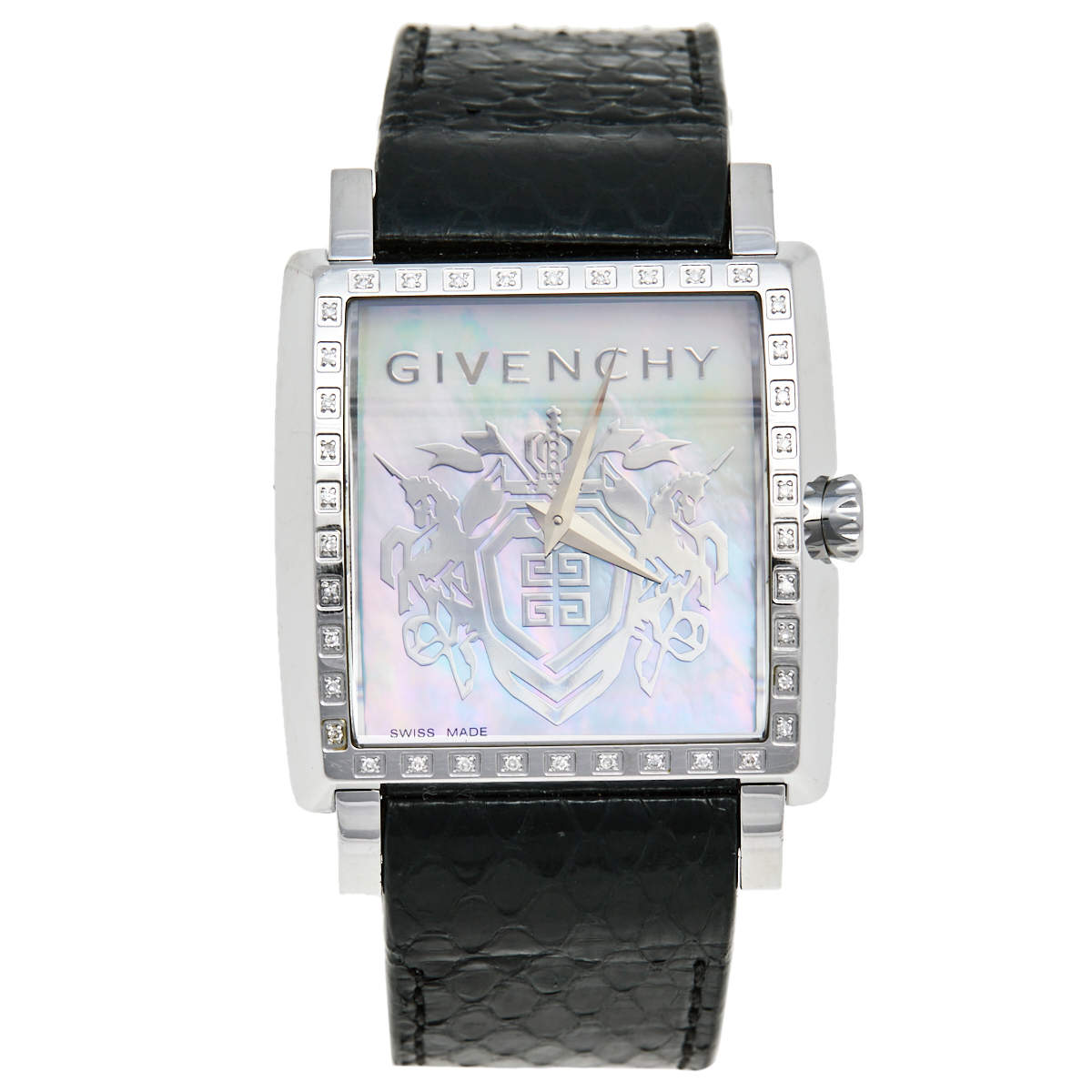 Pre Owned ساعة يد نسائية جيفنشي جي في.5214أم ألماس جلد ستانلس ستيل صدف 38 مم