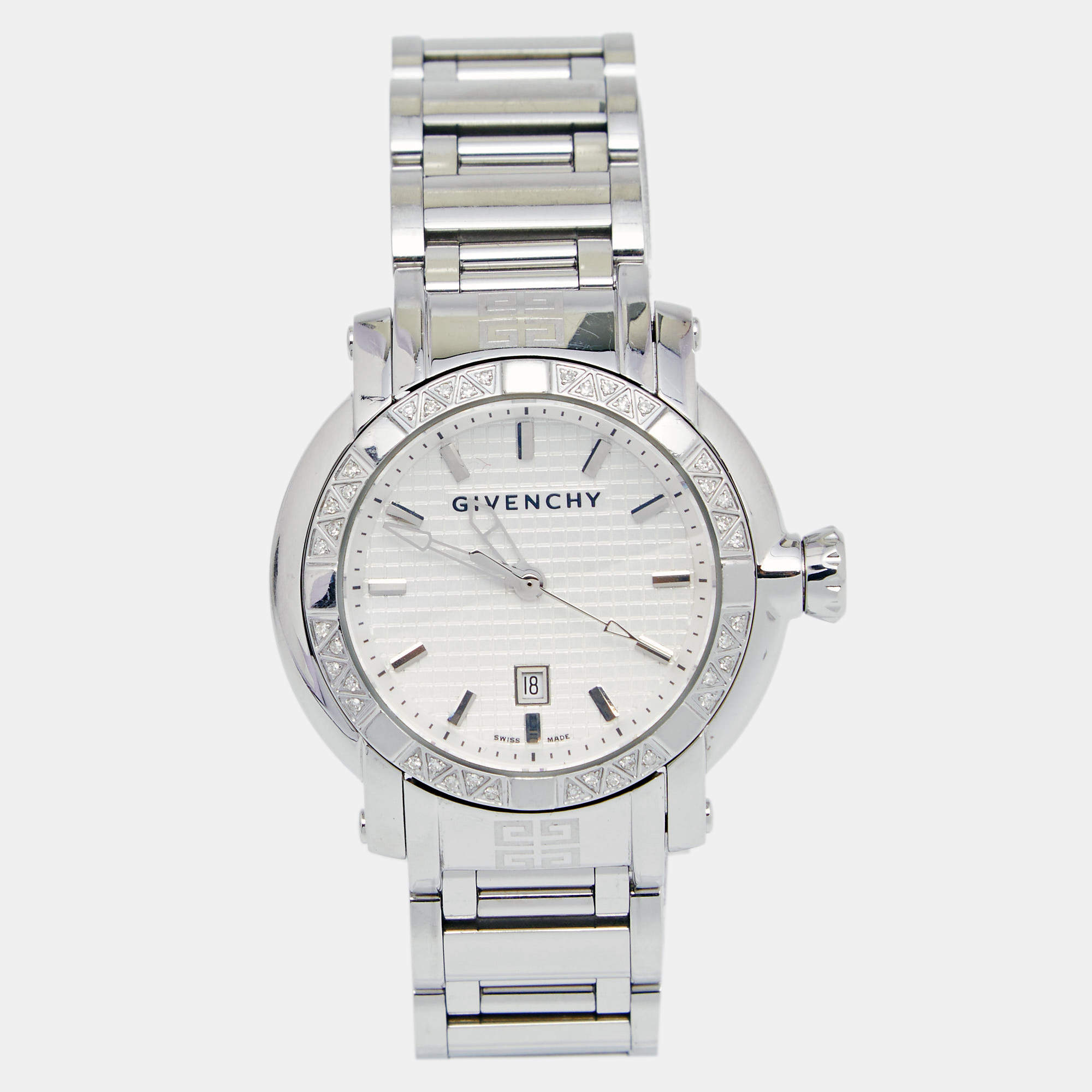 Givenchy Silver Stainless Steel Diamonds GV.5202LD Women's Wristwatch 36 mm